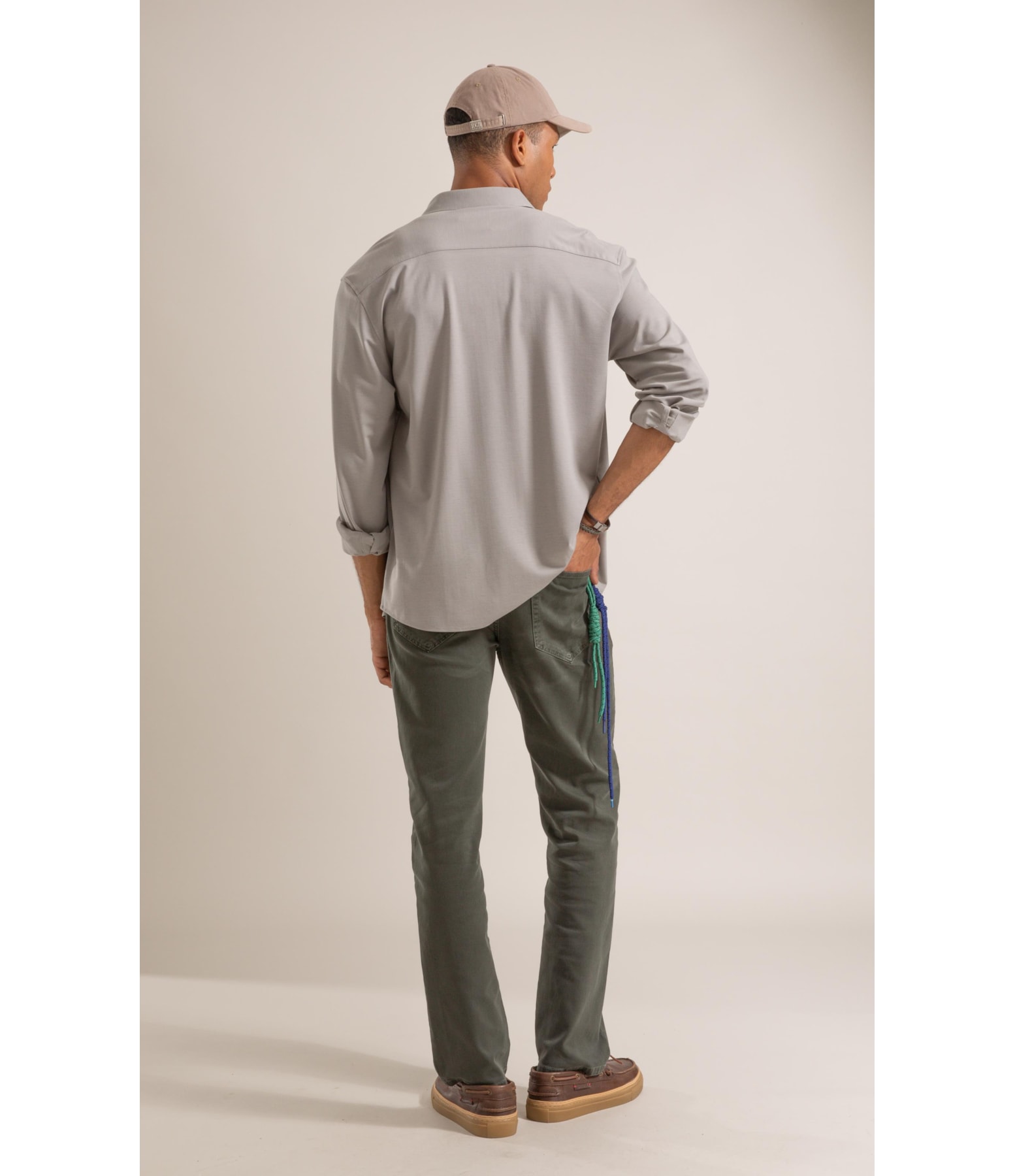 Camisa Slim Cinza Claro