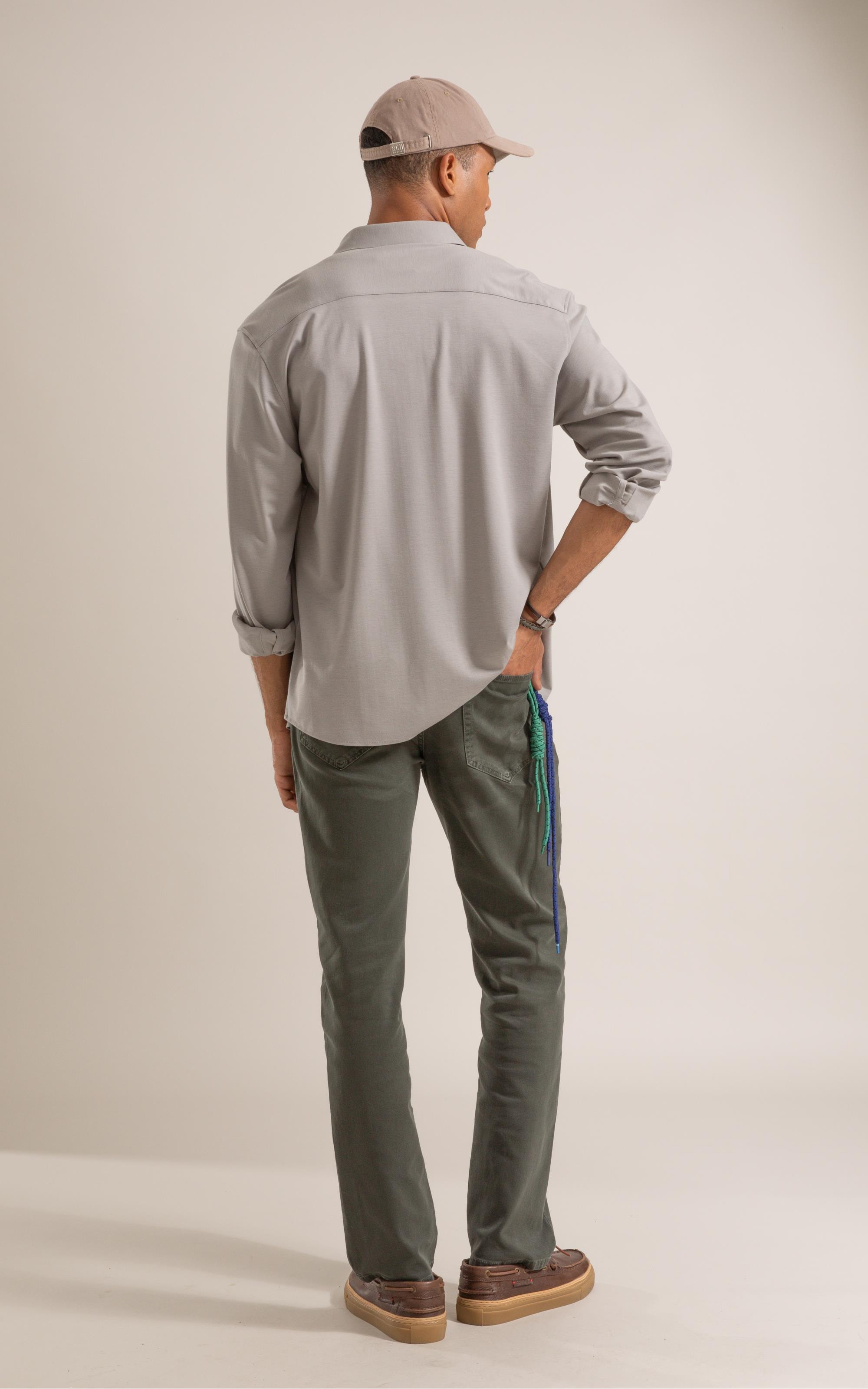 Camisa Slim Cinza Claro