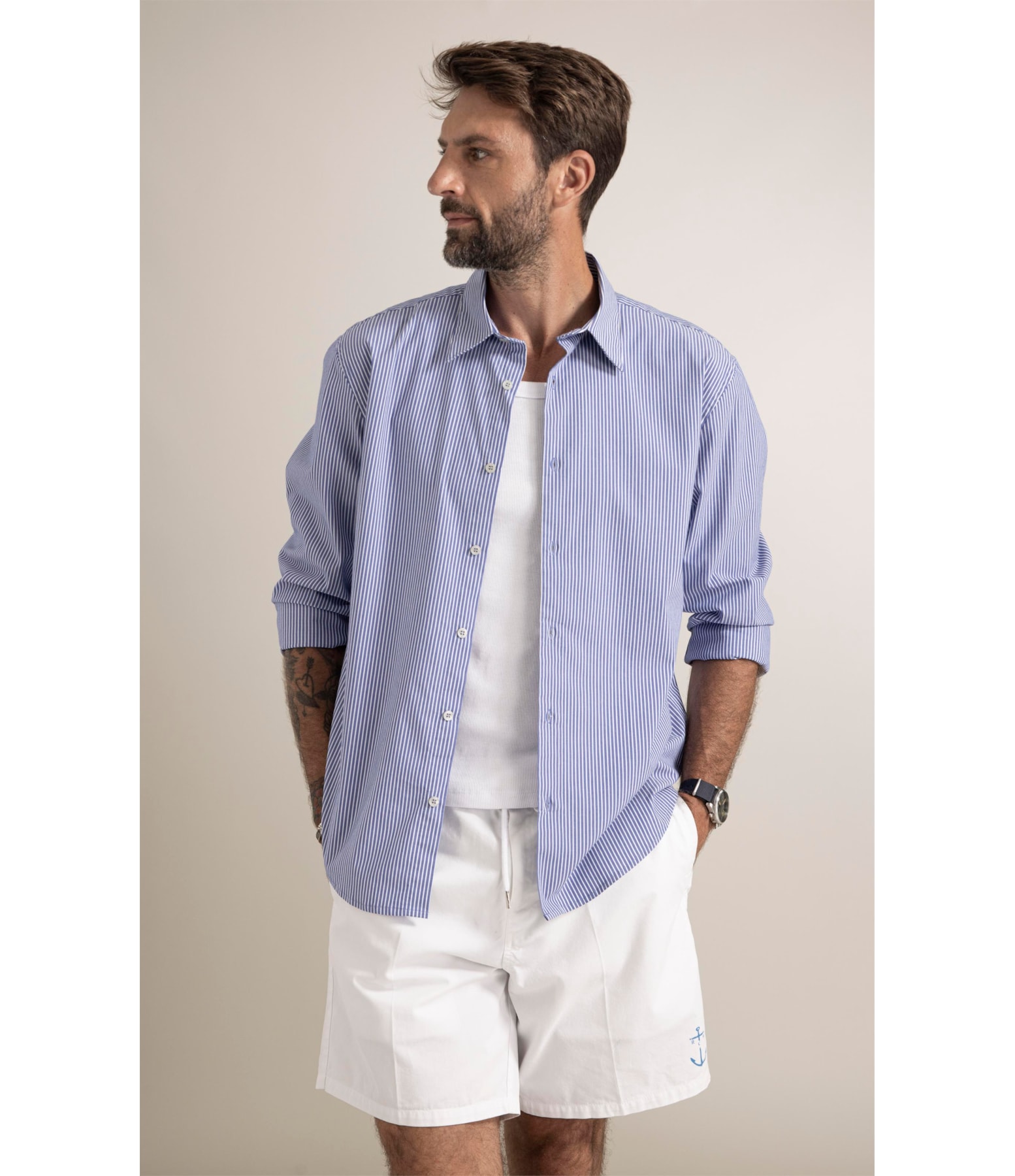 Camisa Tech Blend Bedford Azul Bic