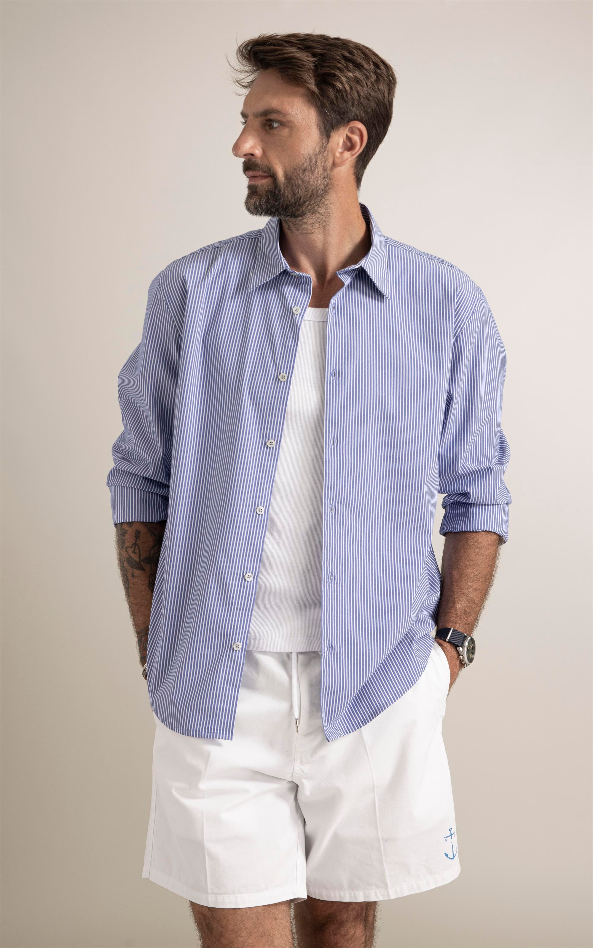 Camisa Tech Blend Bedford Azul Bic