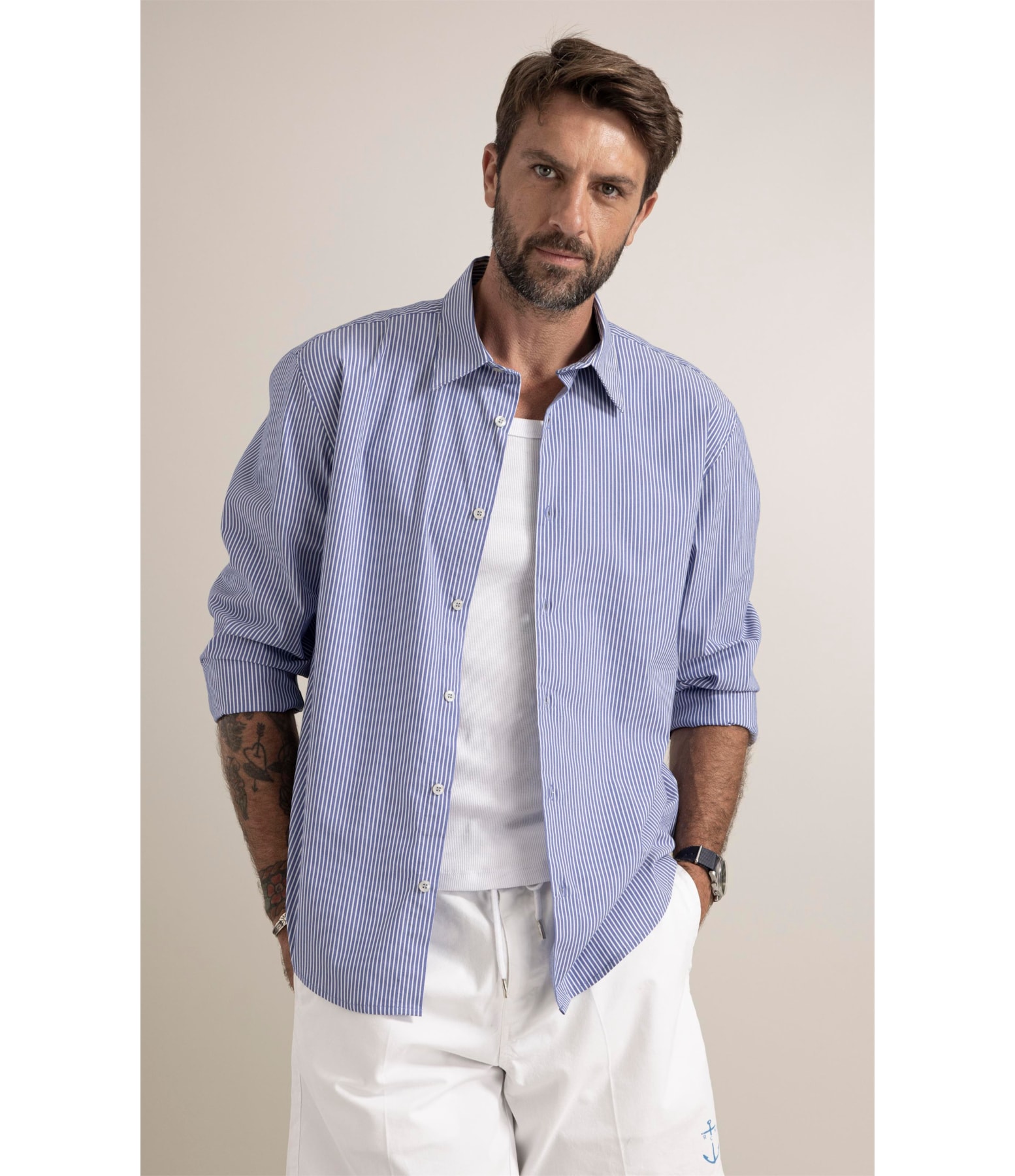 Camisa Tech Blend Bedford Azul Bic