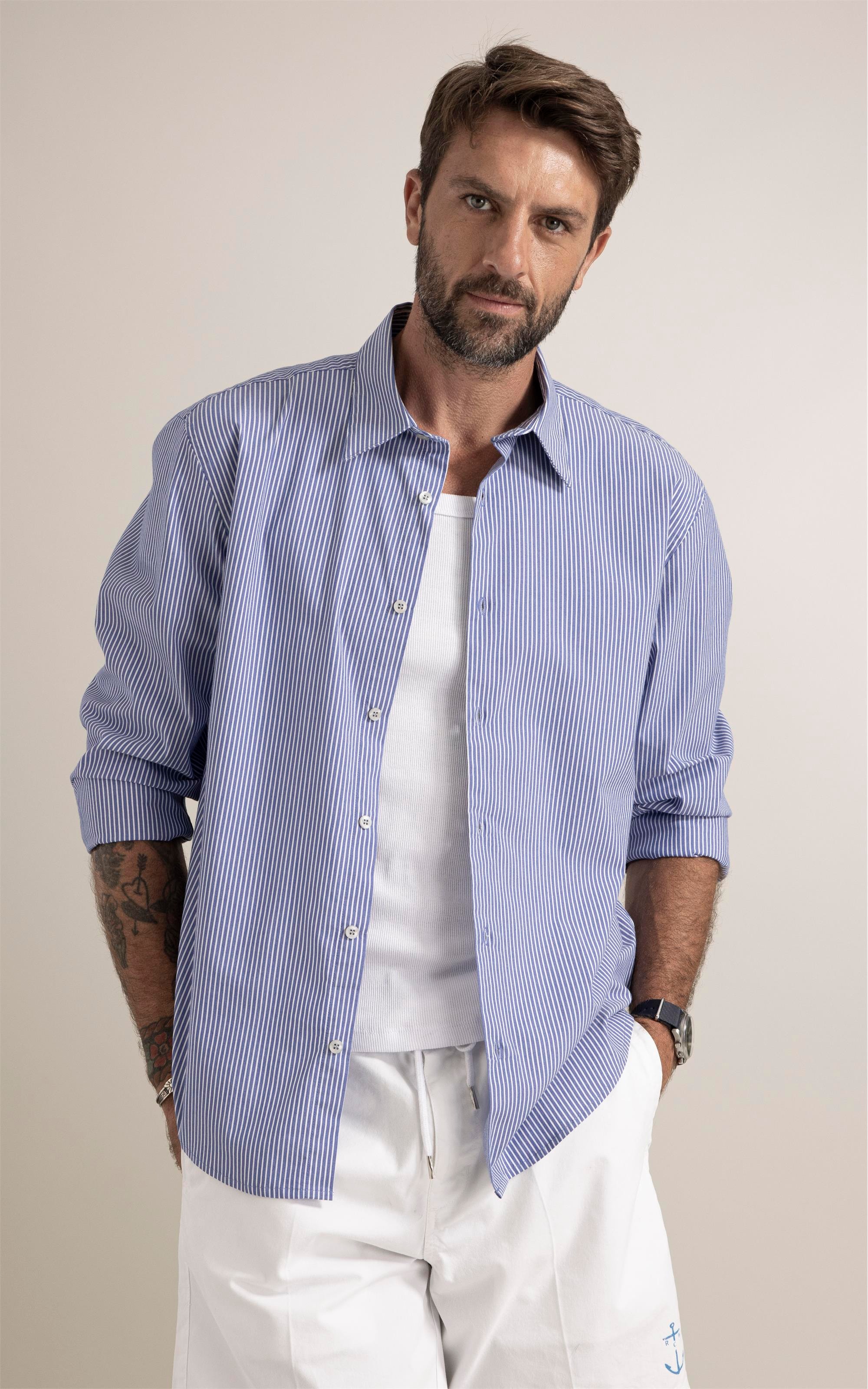 Camisa Tech Blend Bedford Azul Bic