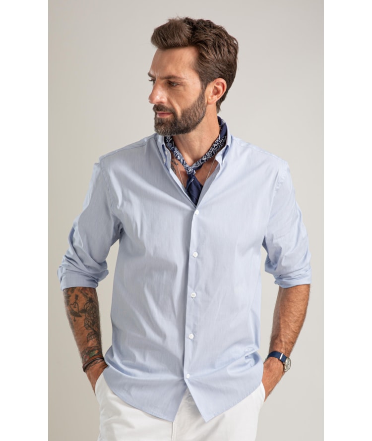 Camisa Tech Blend Douglas Ml Azul Bic
