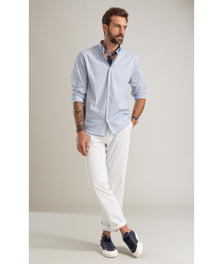 Camisa Tech Blend Douglas Ml Azul Bic