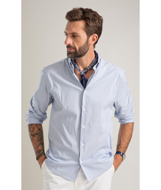 Camisa Tech Blend Douglas Ml Azul Bic