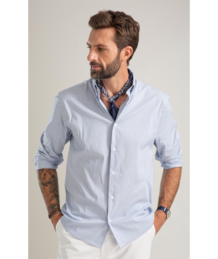 Camisa Tech Blend Douglas Ml Azul Bic