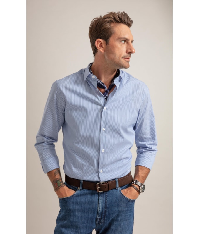 Camisa  Tech Blend Gylmar Ml Azul Pervante