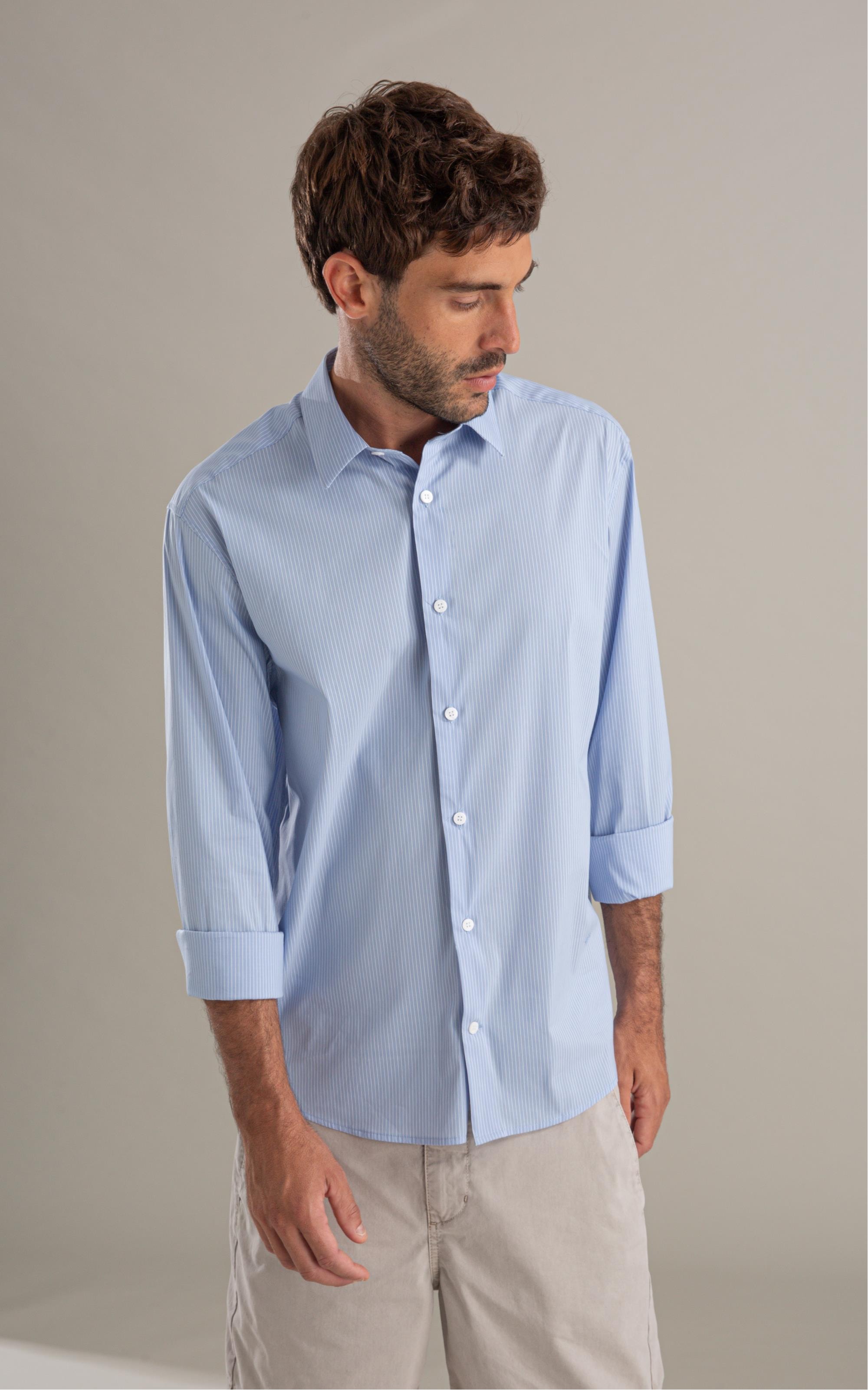 Camisa Tech Blend Leonardo Ml Azul Bic