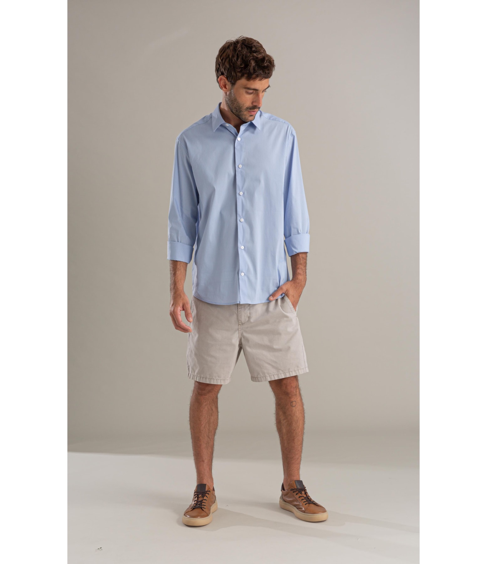 Camisa Tech Blend Leonardo Ml Azul Bic