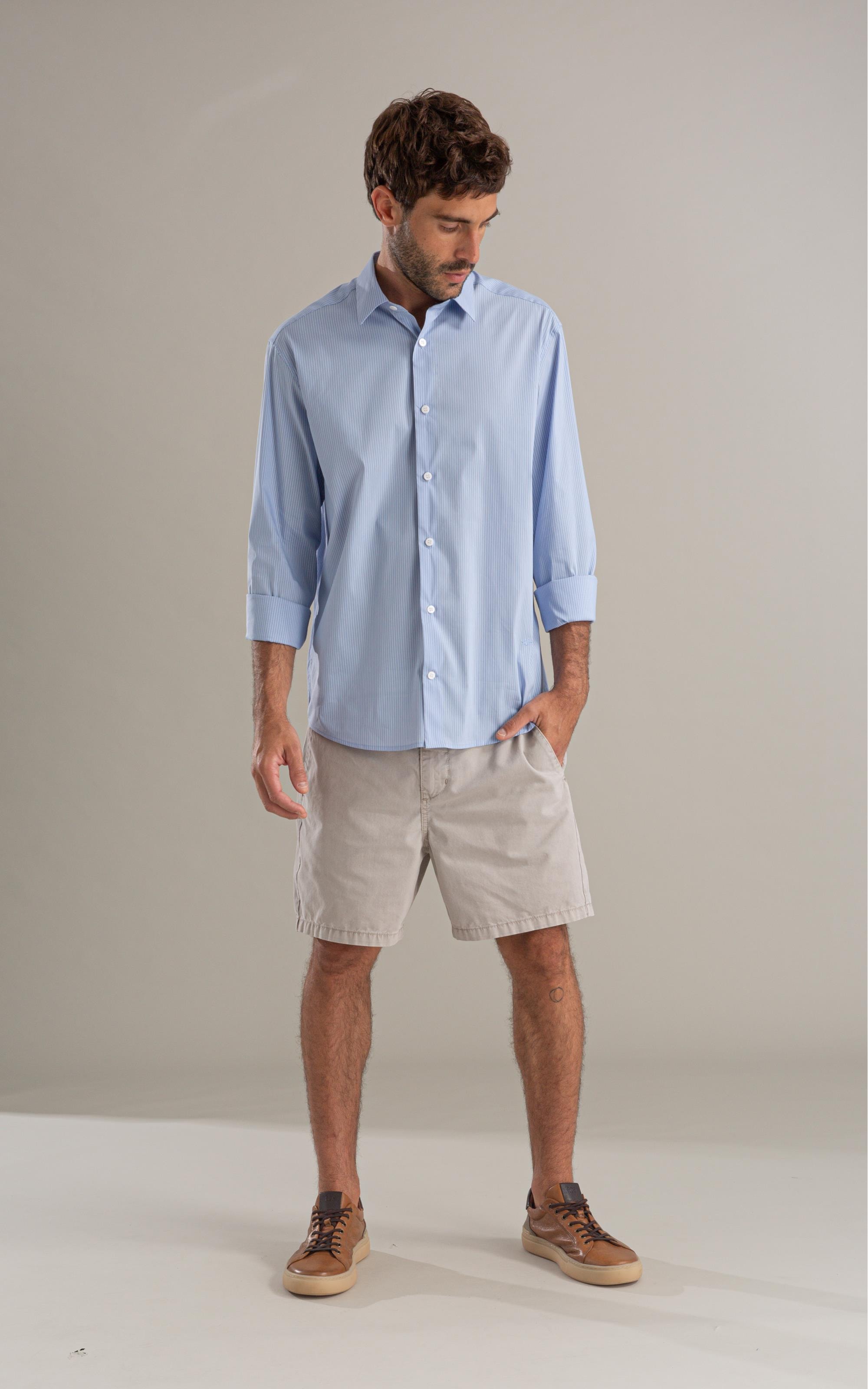 Camisa Tech Blend Leonardo Ml Azul Bic