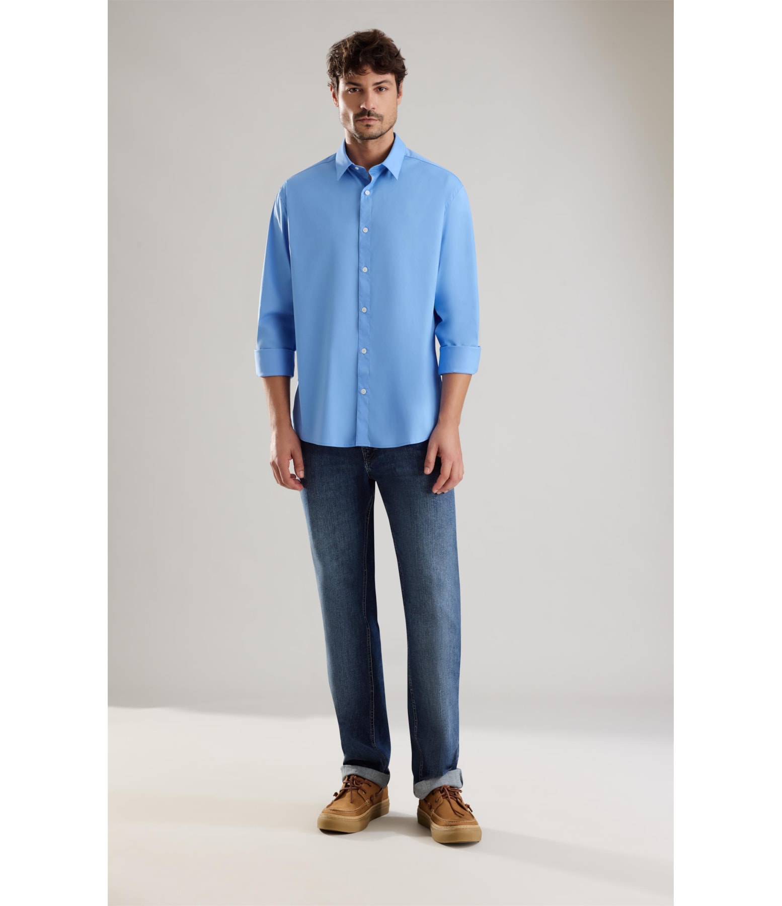 Camisa Tech Blend Ml Azul Seco