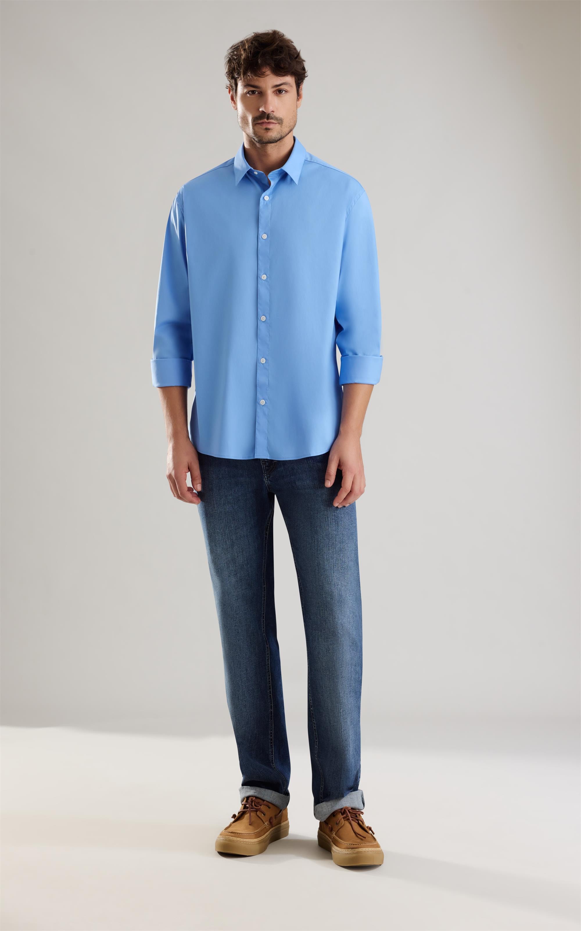 Camisa Tech Blend Ml Azul Seco