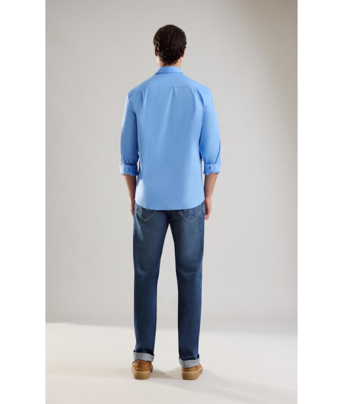 Camisa Tech Blend Ml Azul Seco