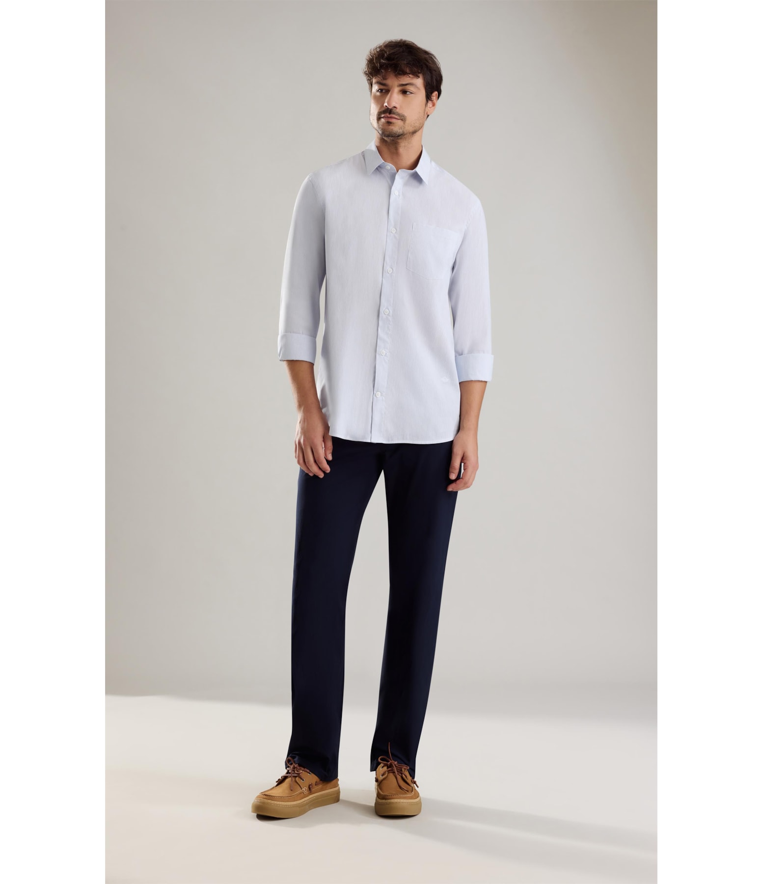 Camisa Tech Blend Rodolfo Ml Azul Pervante