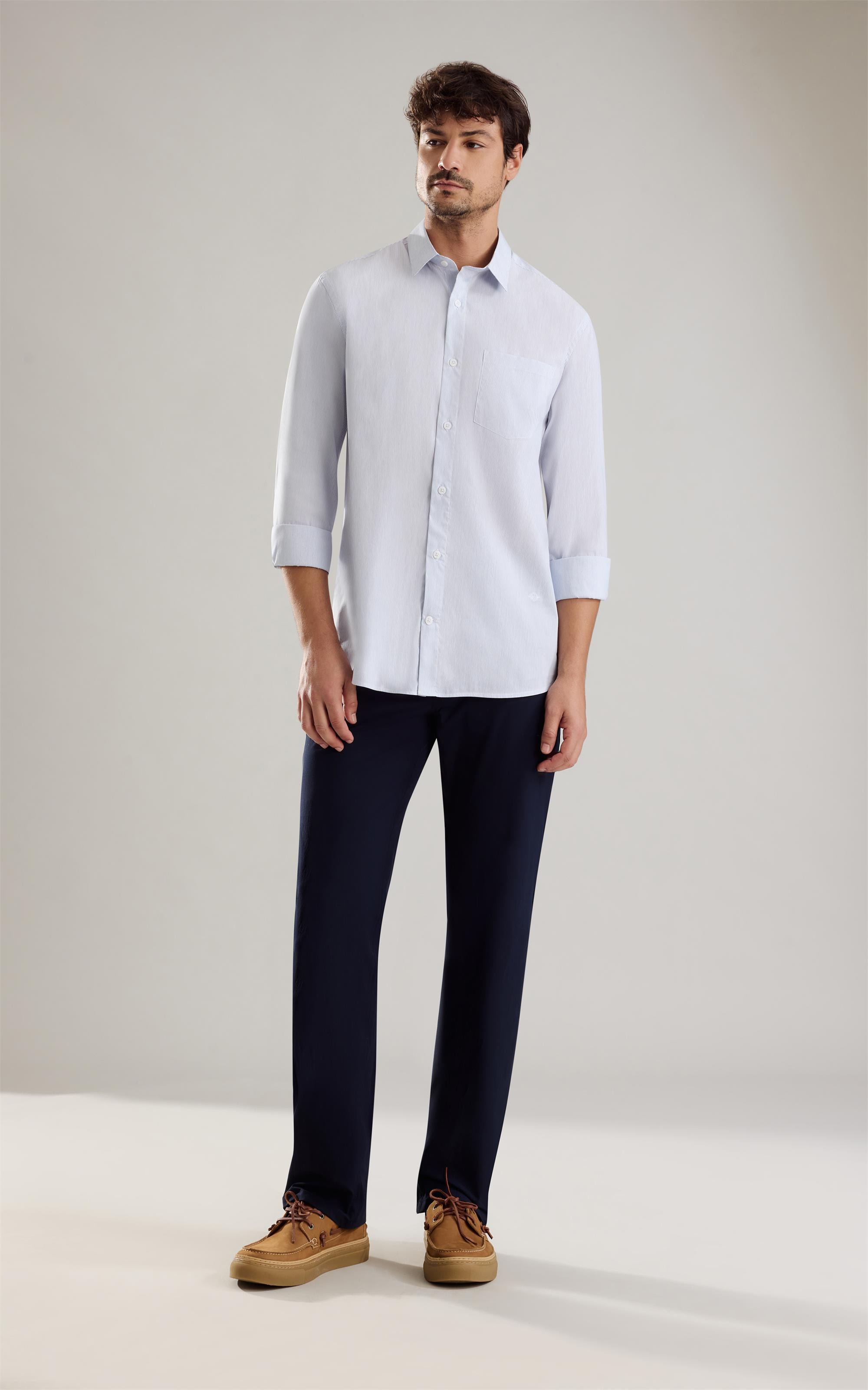 Camisa Tech Blend Rodolfo Ml Azul Pervante
