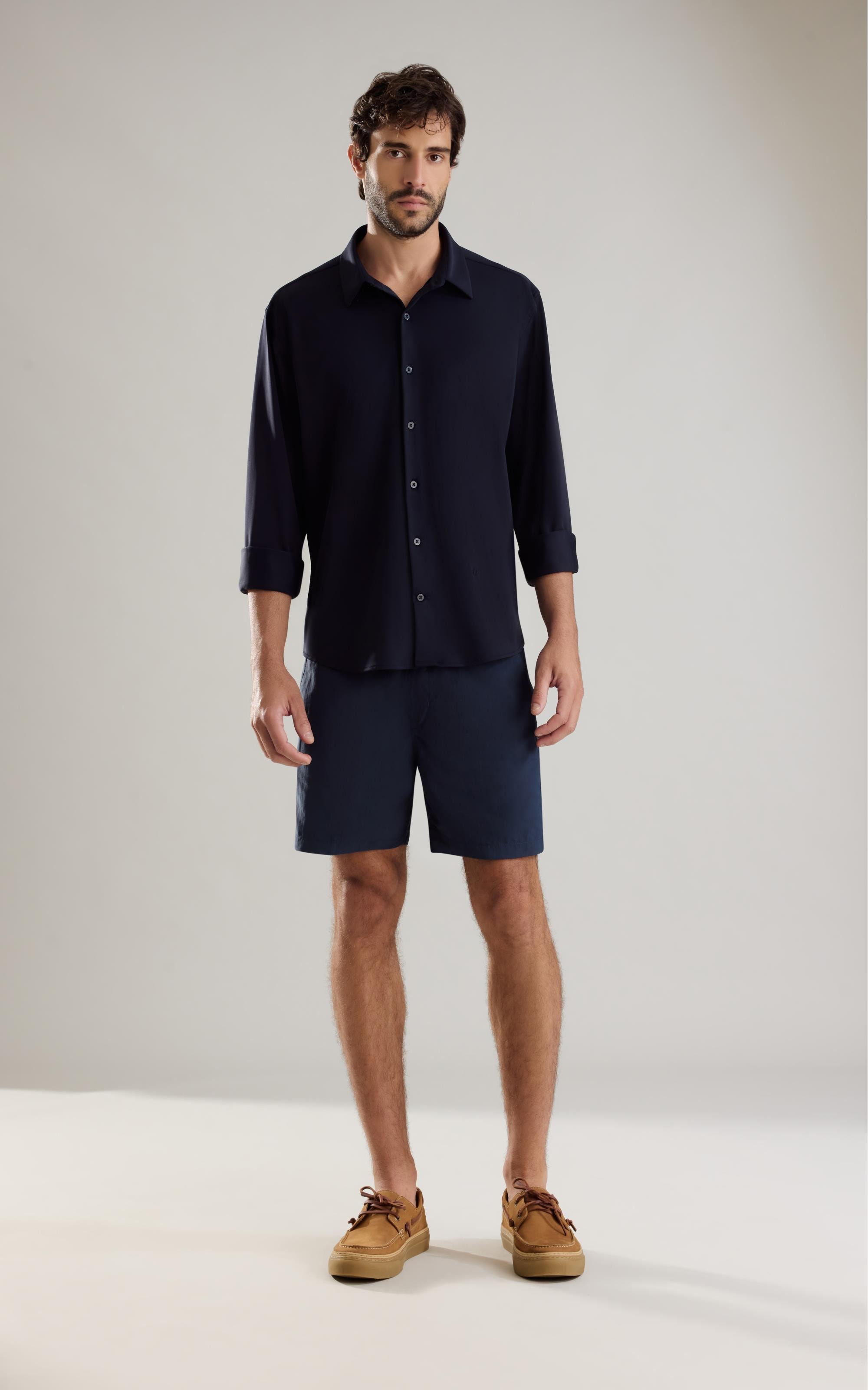 Camisa Tecno Piquet Ml Dark Navy