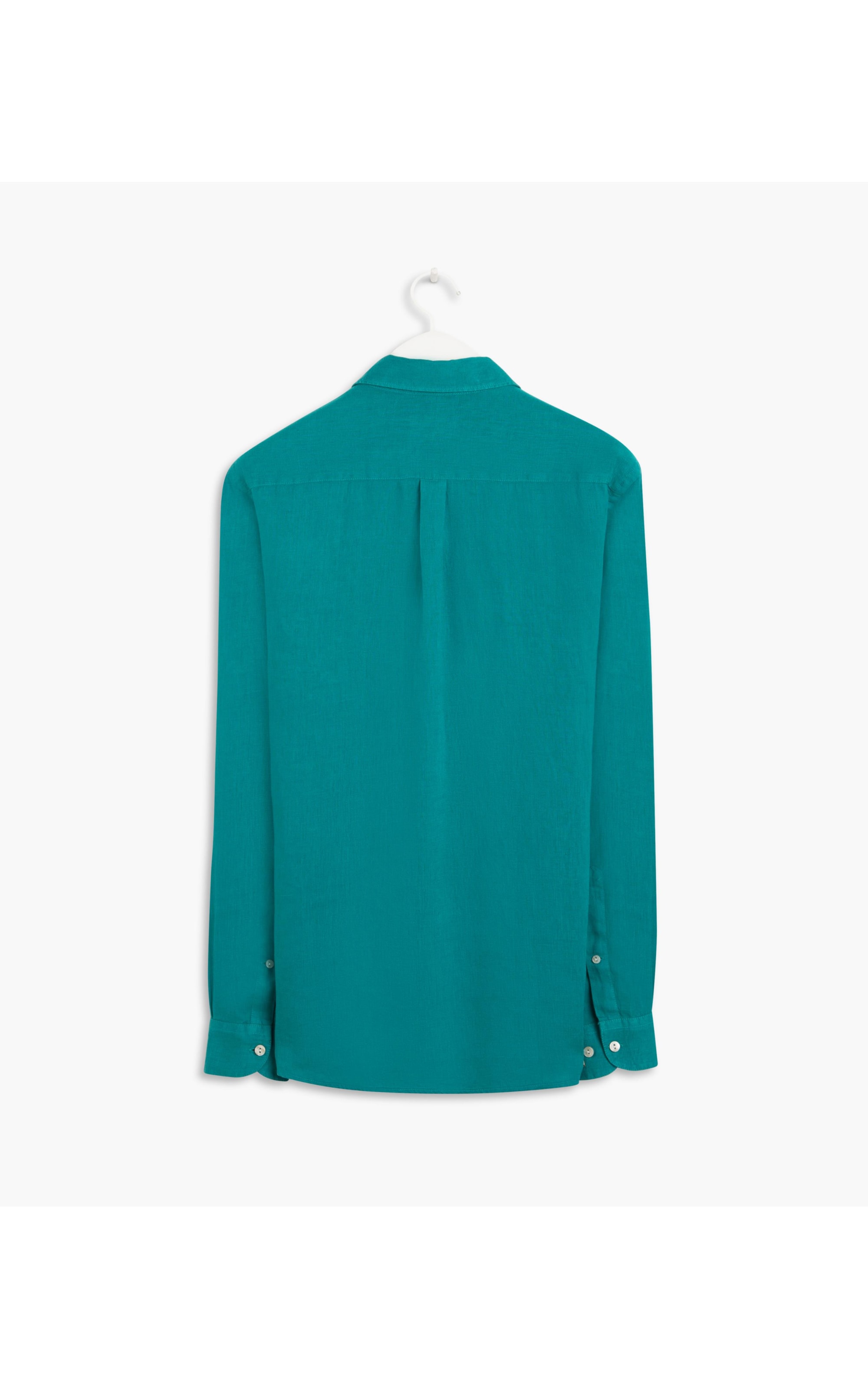 Camisa Tinturada  Puro Linho Lisa Ml Verde