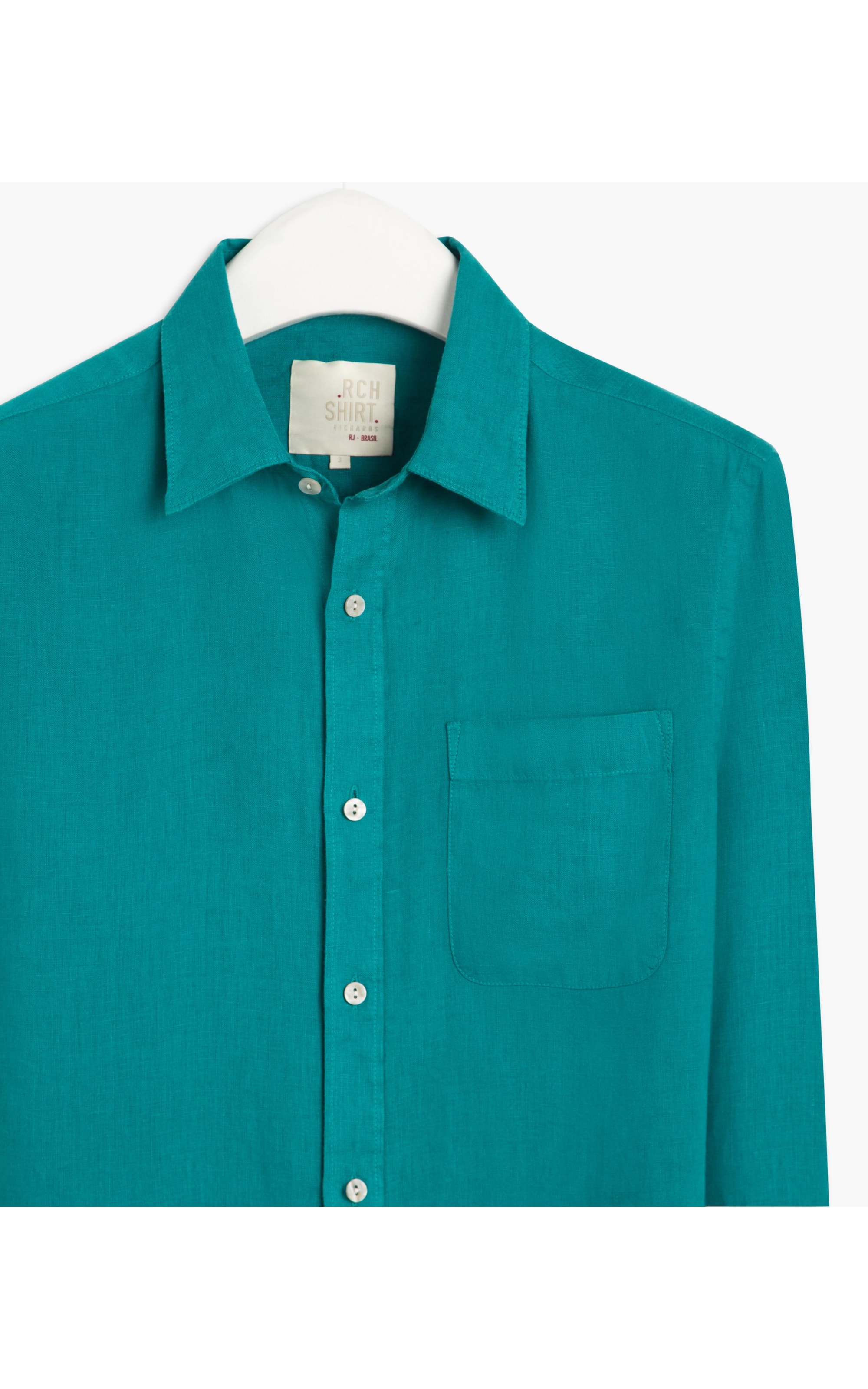 Camisa Tinturada  Puro Linho Lisa Ml Verde