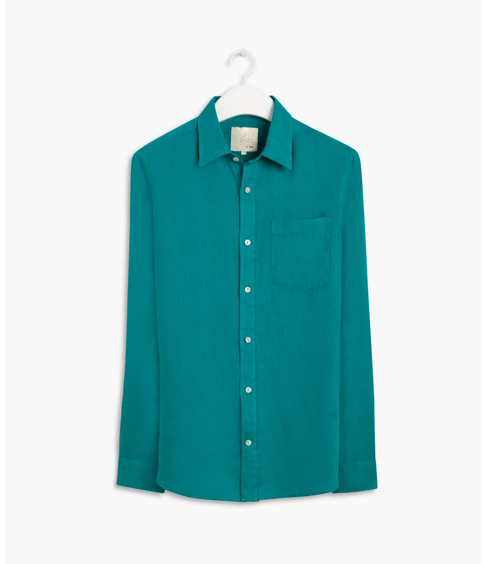 Camisa Tinturada  Puro Linho Lisa Ml Verde