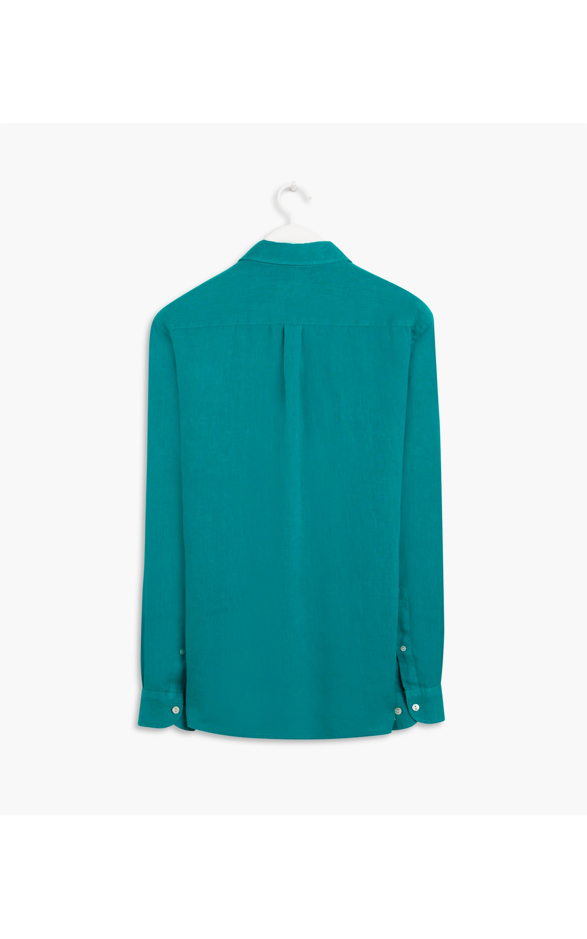 Camisa Tinturada  Puro Linho Lisa Ml Verde