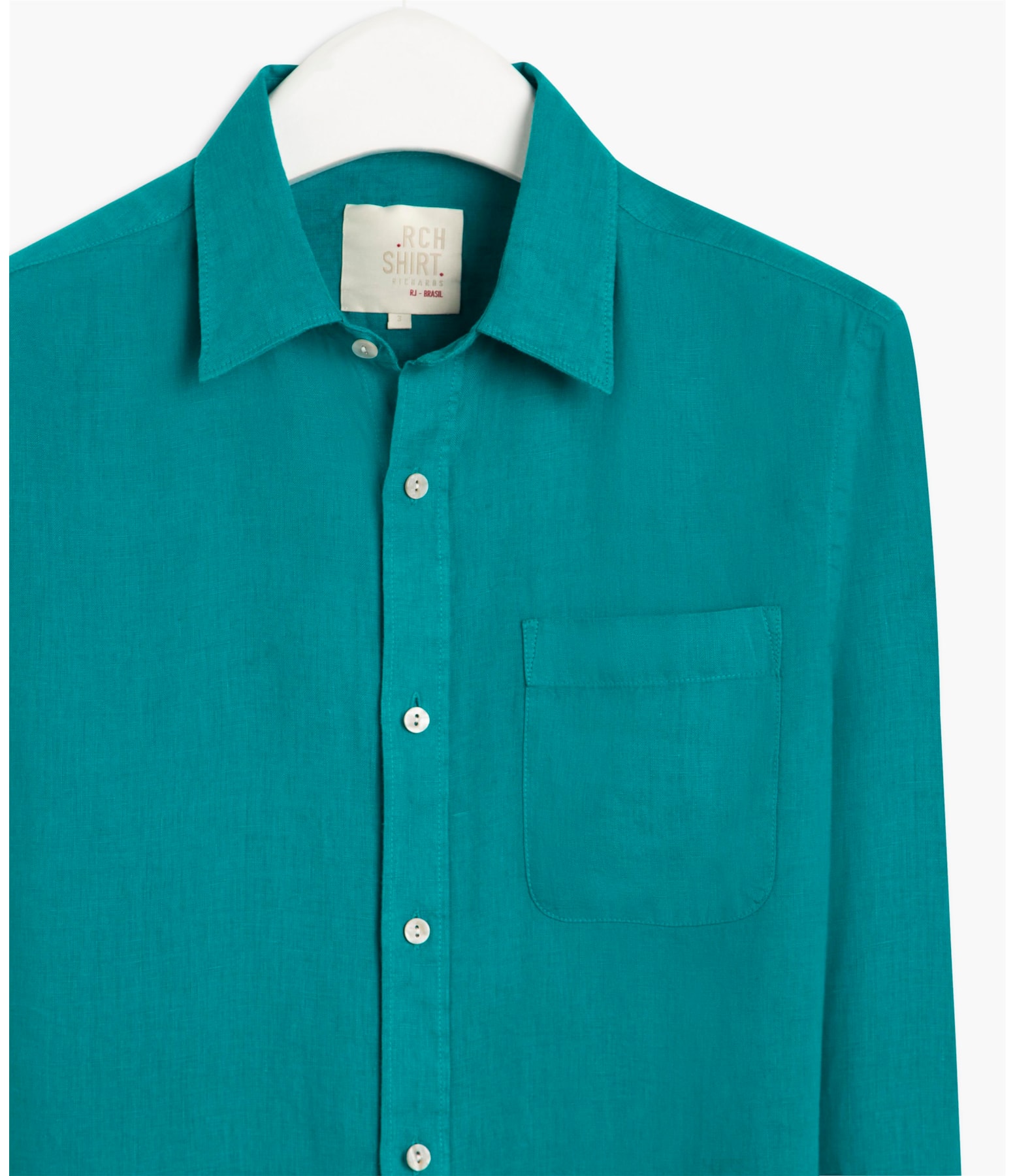Camisa Tinturada  Puro Linho Lisa Ml Verde