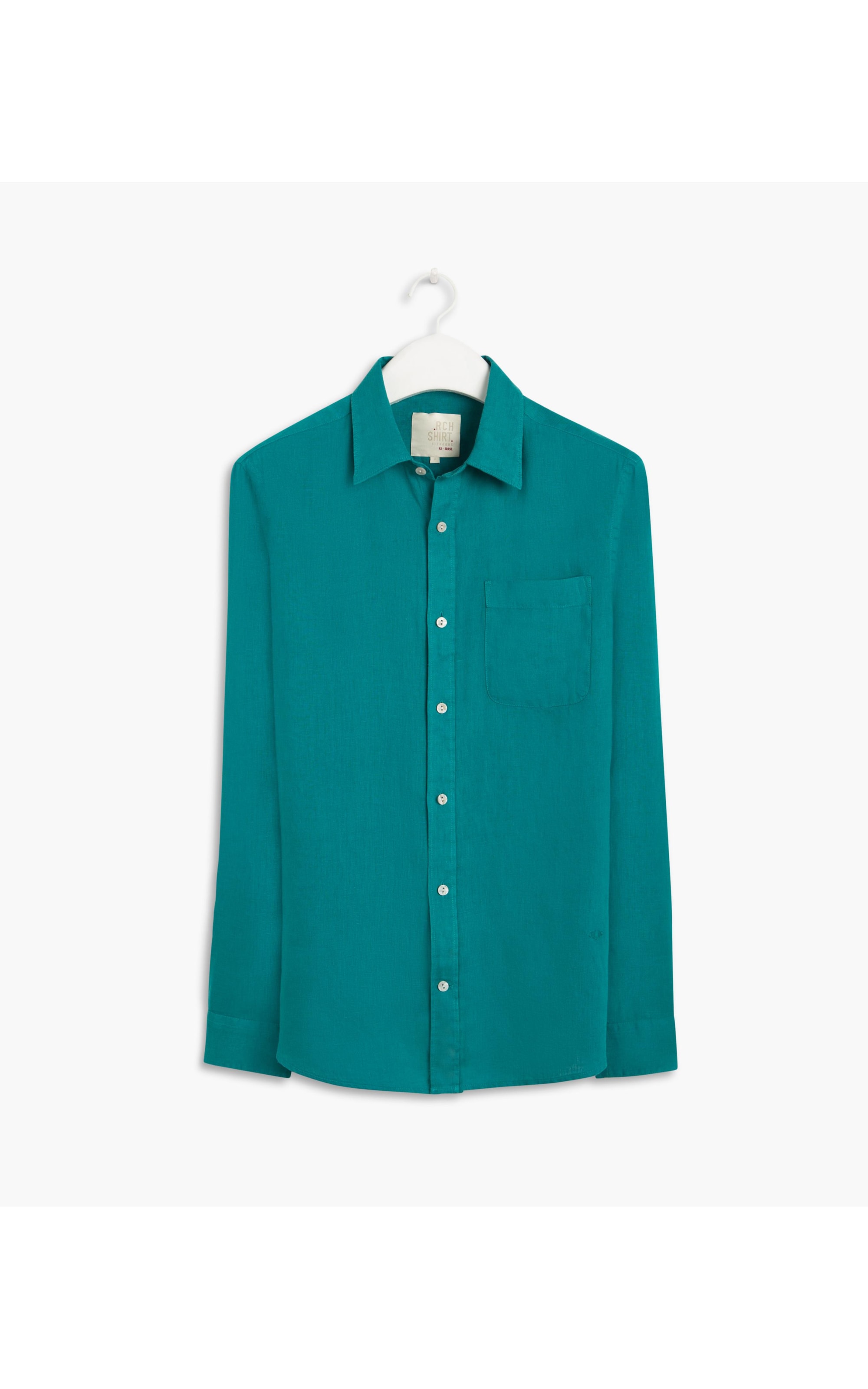 Camisa Tinturada  Puro Linho Lisa Ml Verde