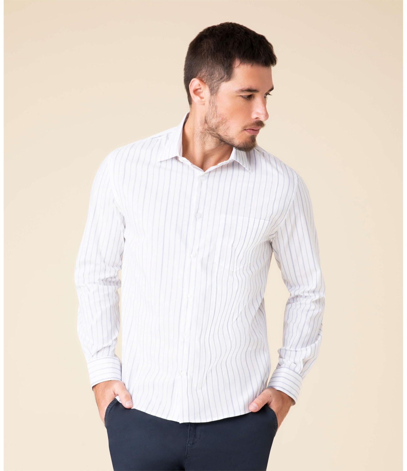 Camisa Torben Listrada Azul Bic