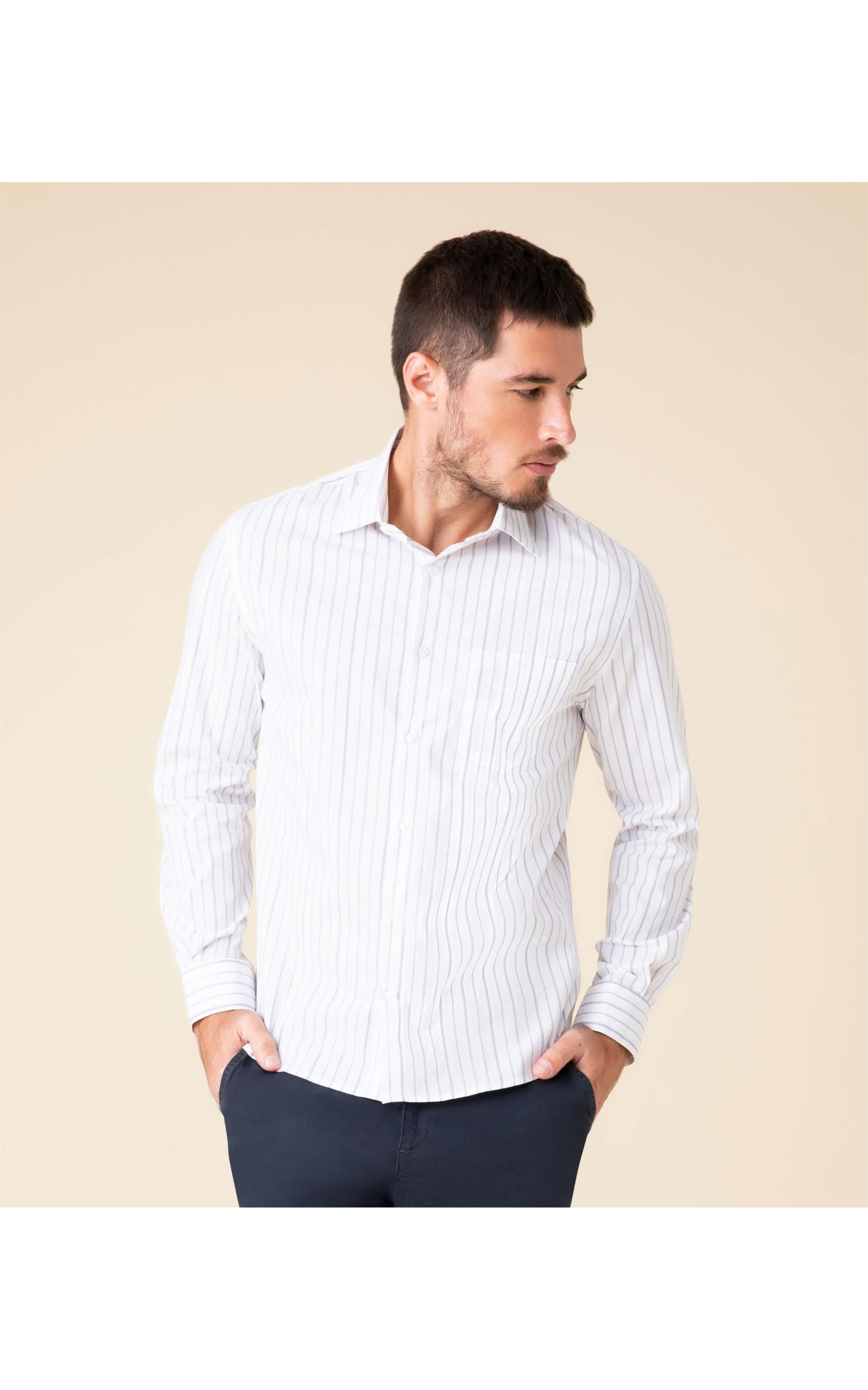 Camisa Torben Listrada Azul Bic