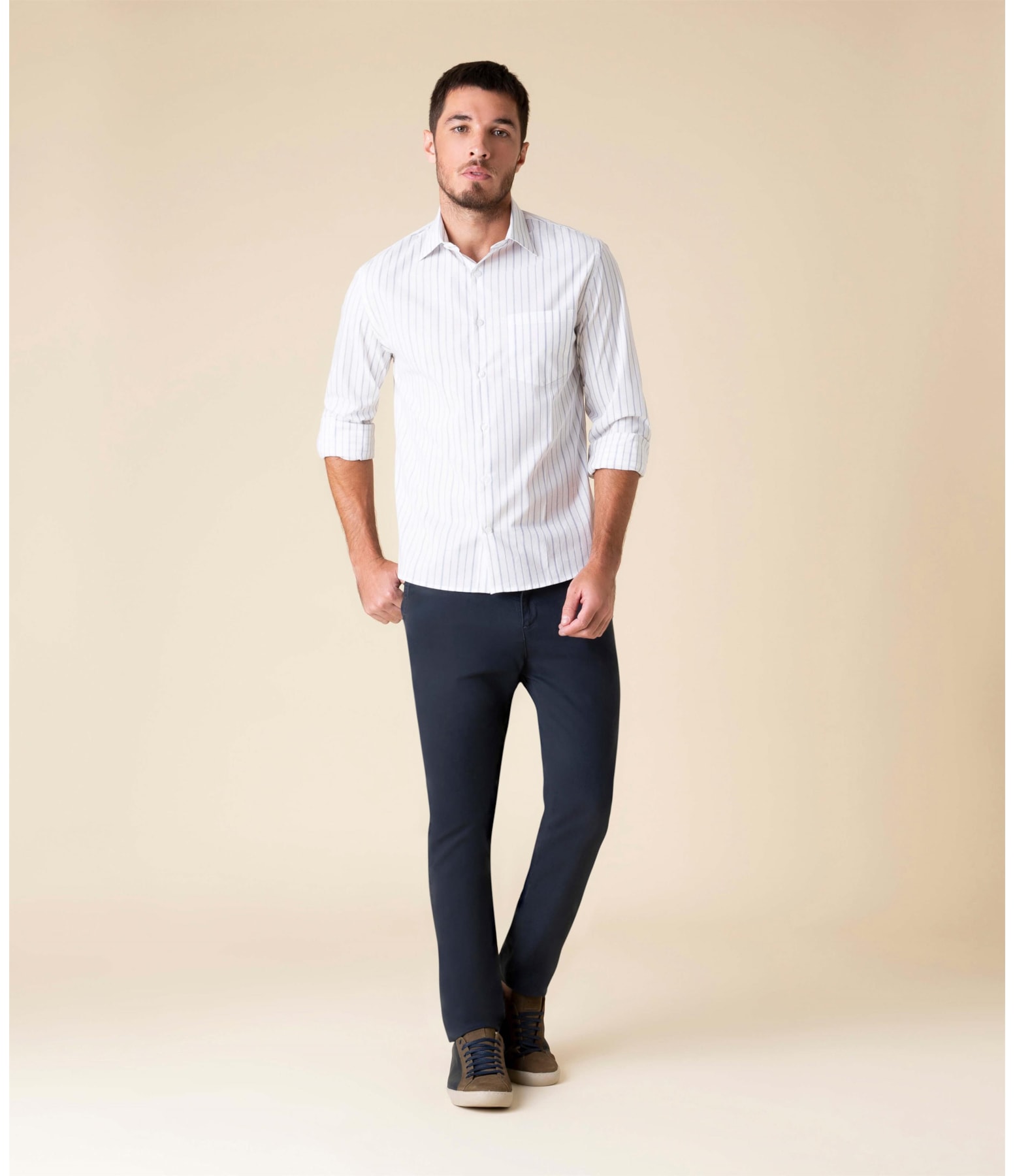 Camisa Torben Listrada Azul Bic