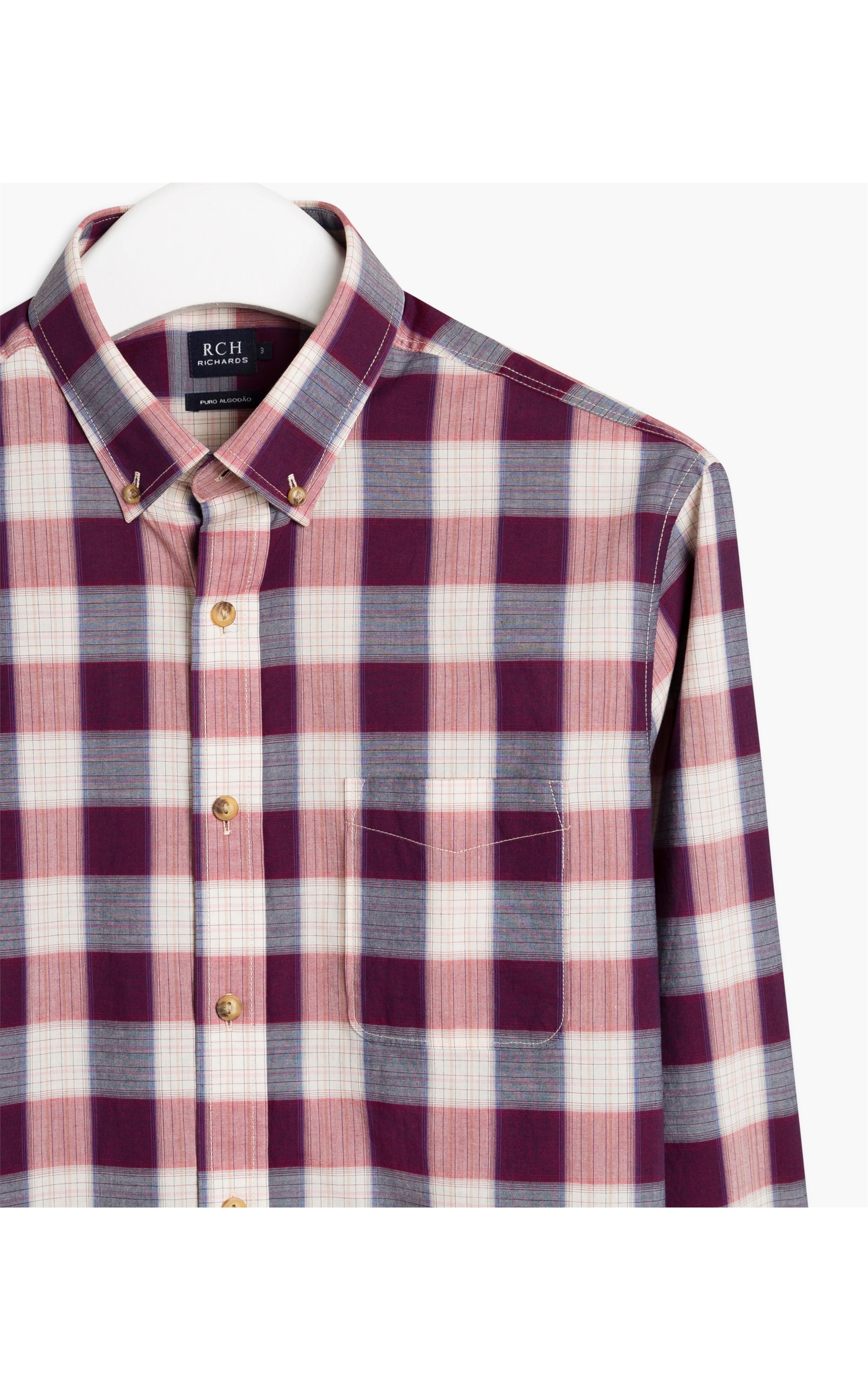 Camisa Traveler Melange Xadrez Ml Lilás Escuro