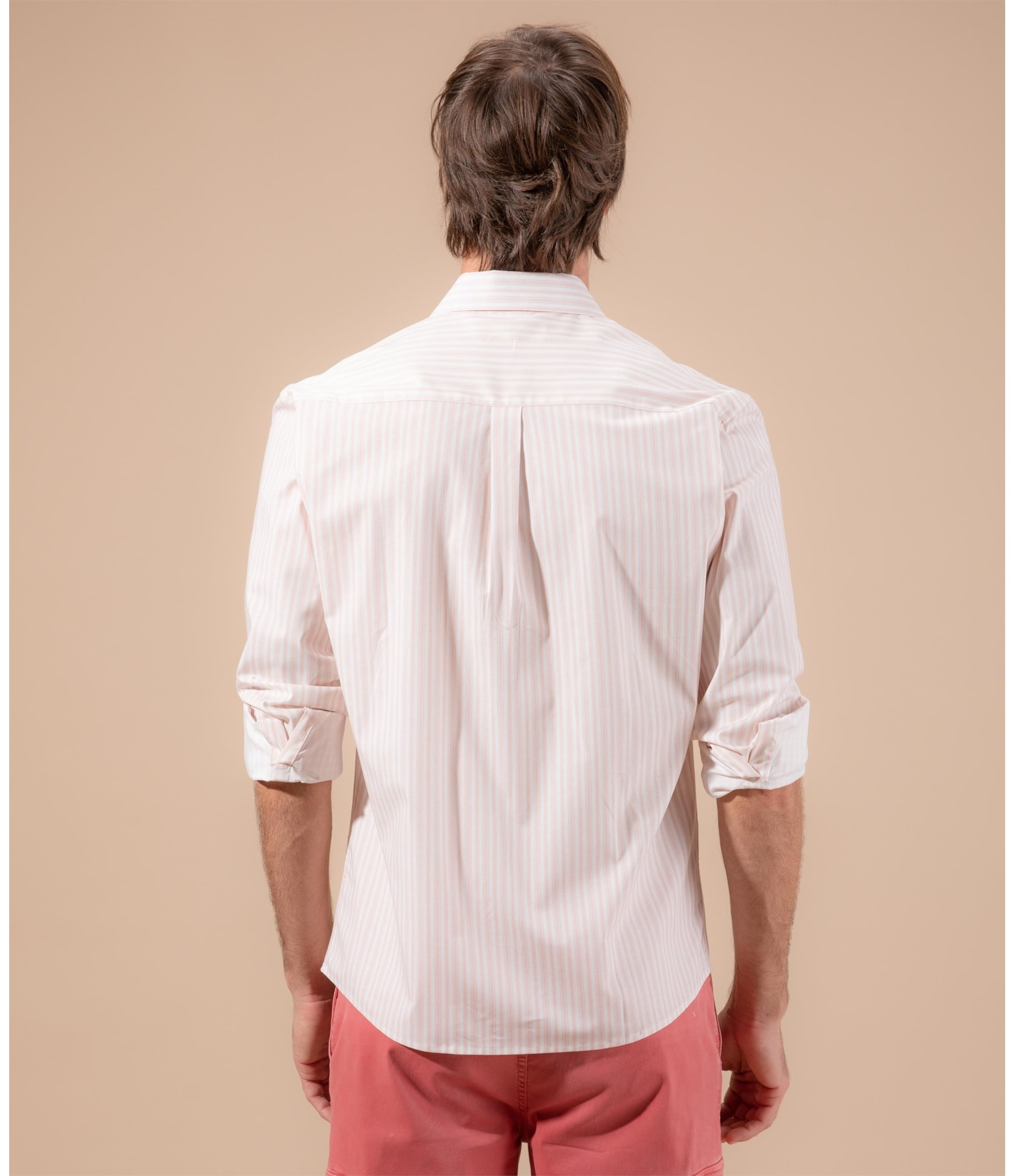Camisa Traveller Jonas Listrada Ml Rosa