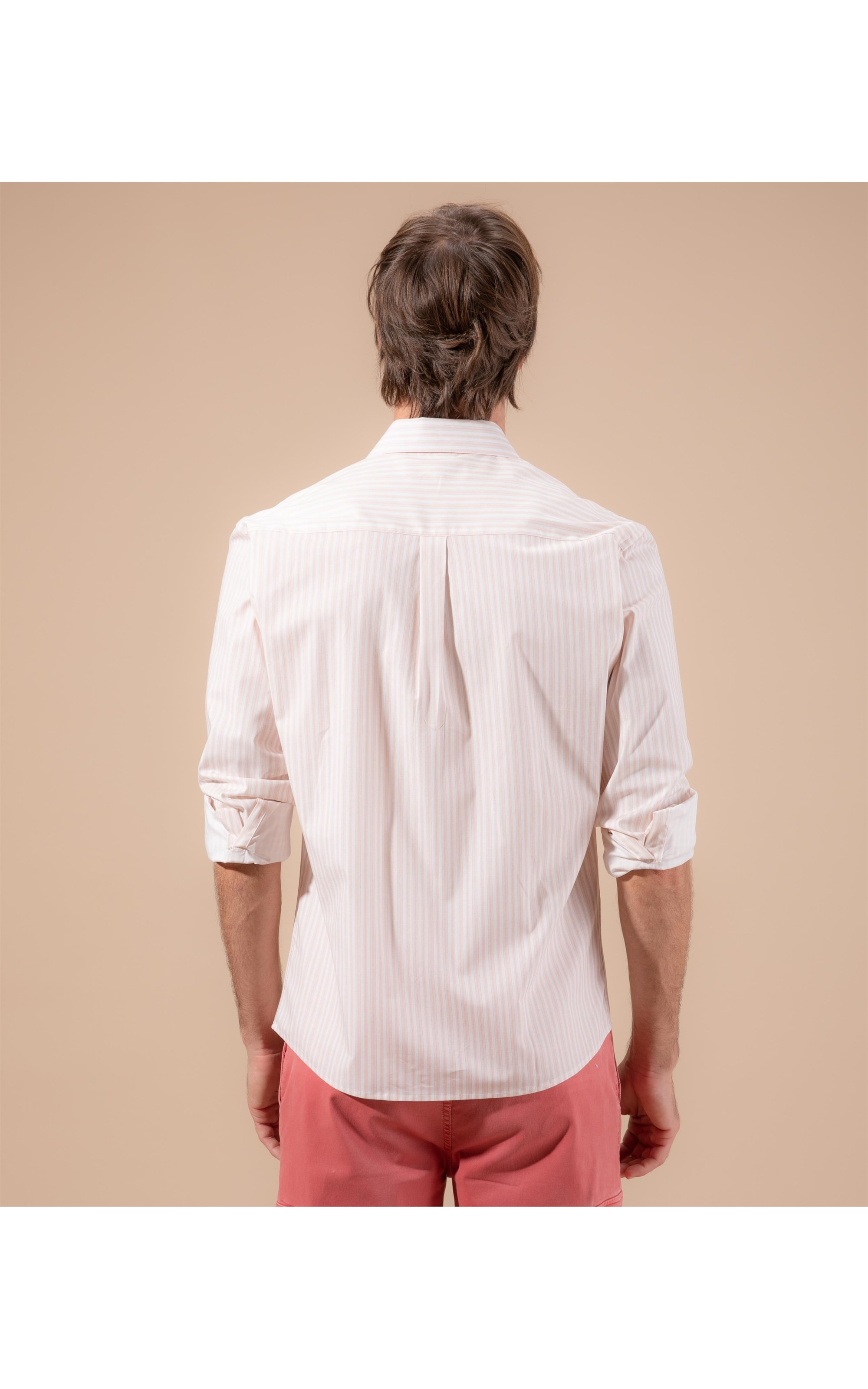 Camisa Traveller Jonas Listrada Ml Rosa