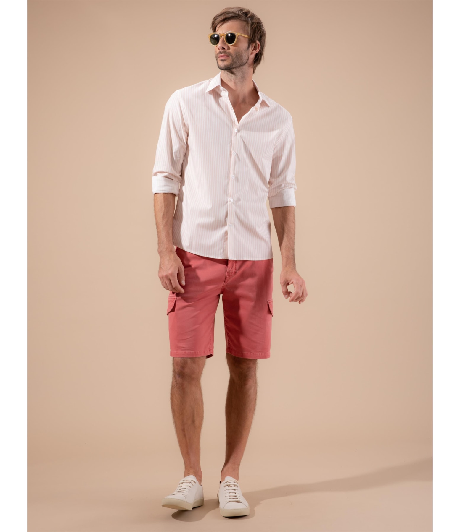 Camisa Traveller Jonas Listrada Ml Rosa