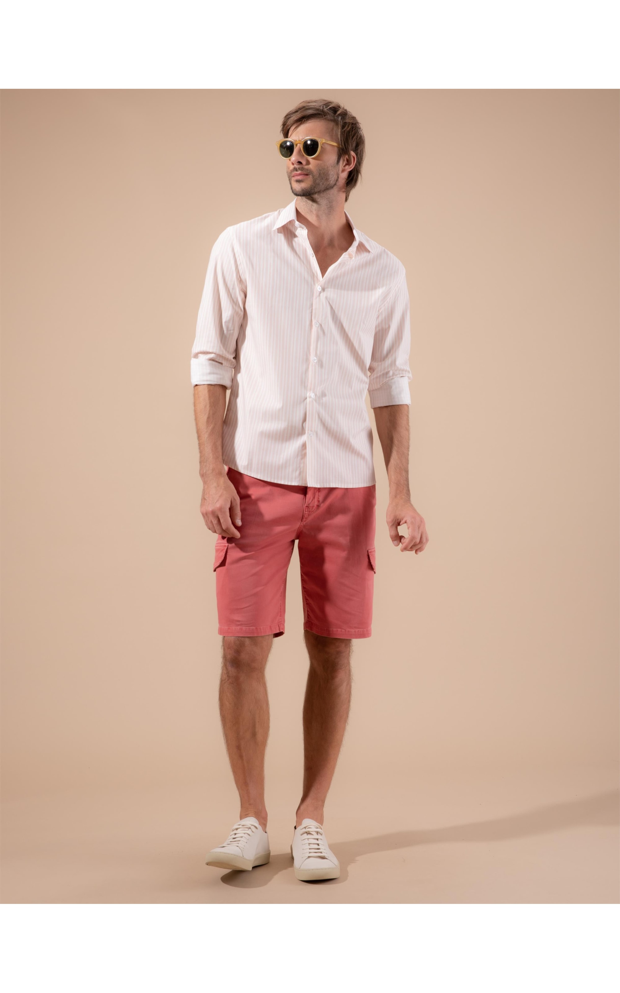 Camisa Traveller Jonas Listrada Ml Rosa