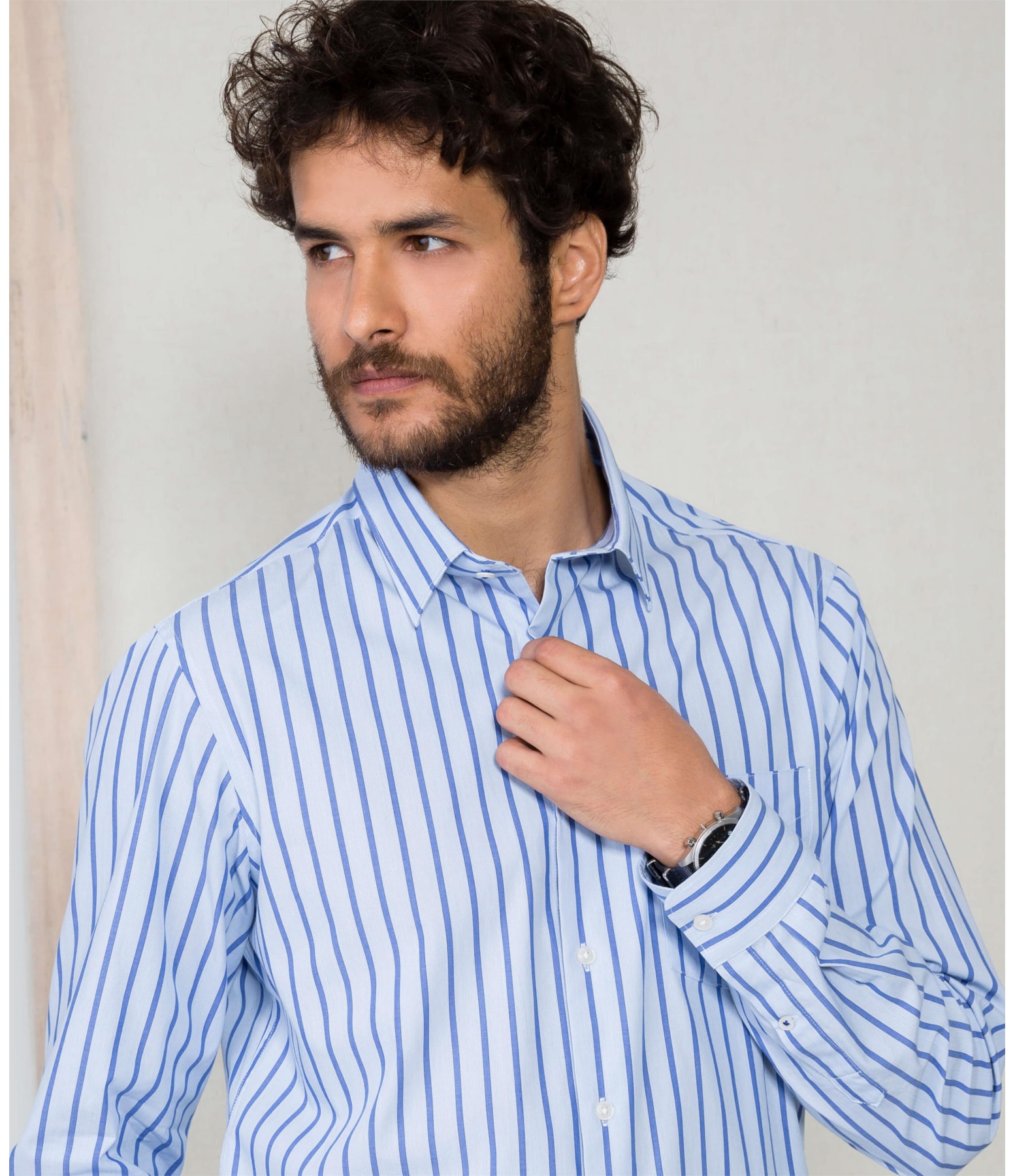 Camisa Traveller Listrada Ml Azul