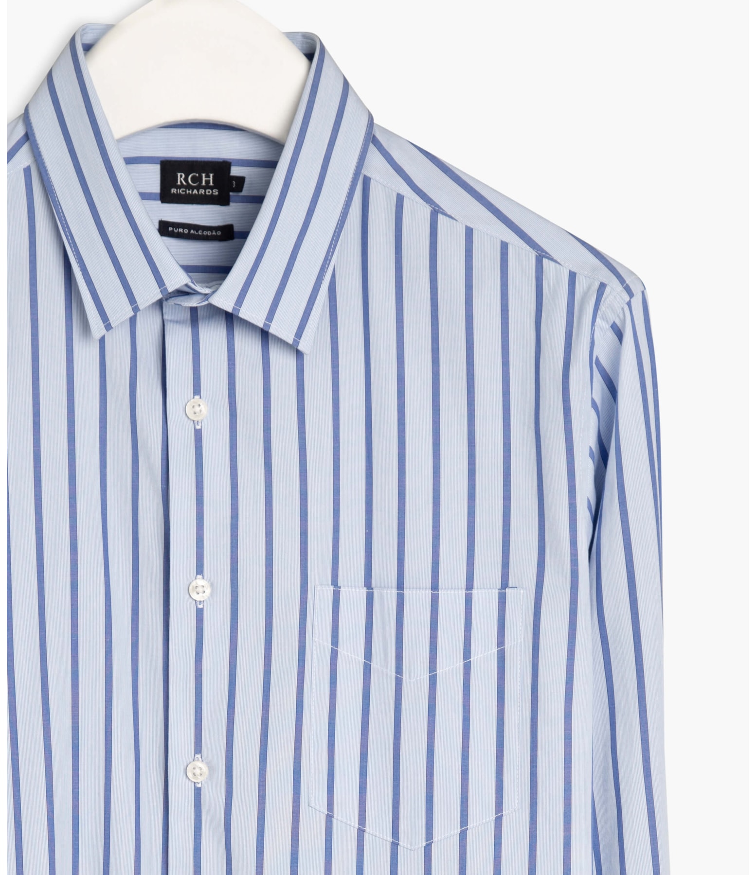 Camisa Traveller Listrada Ml Azul