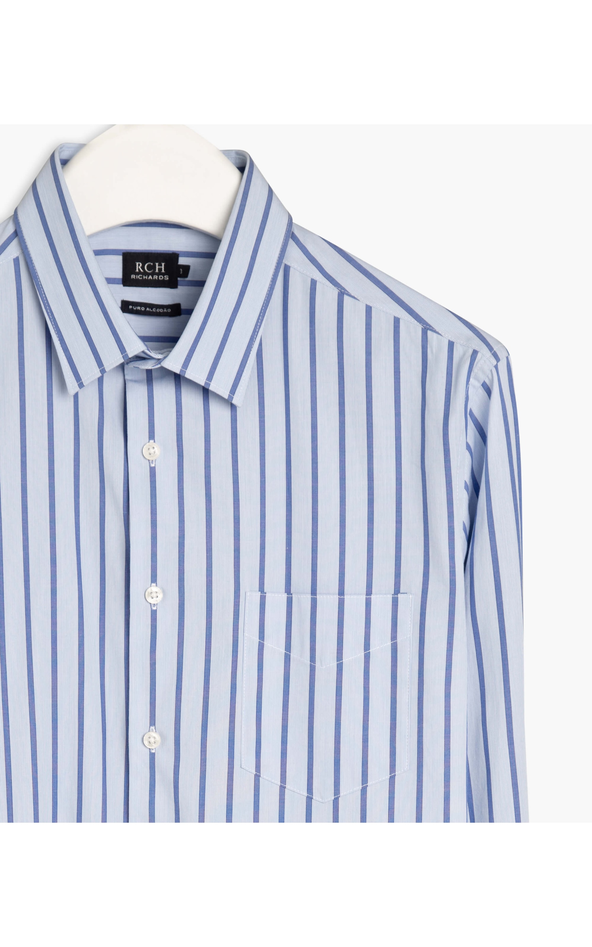 Camisa Traveller Listrada Ml Azul