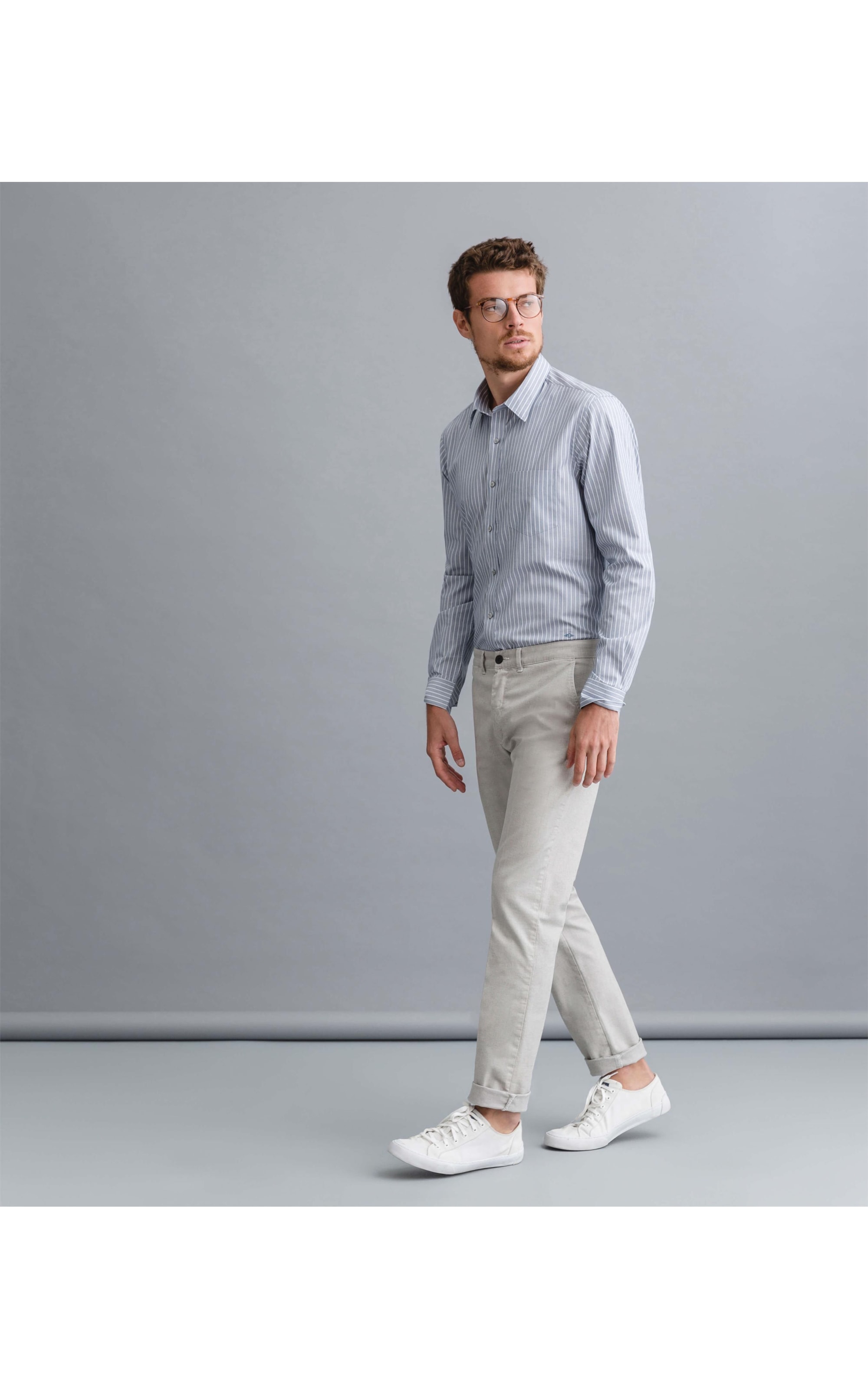 Camisa Traveller Ny Listrada Ml Azul Cinzentado