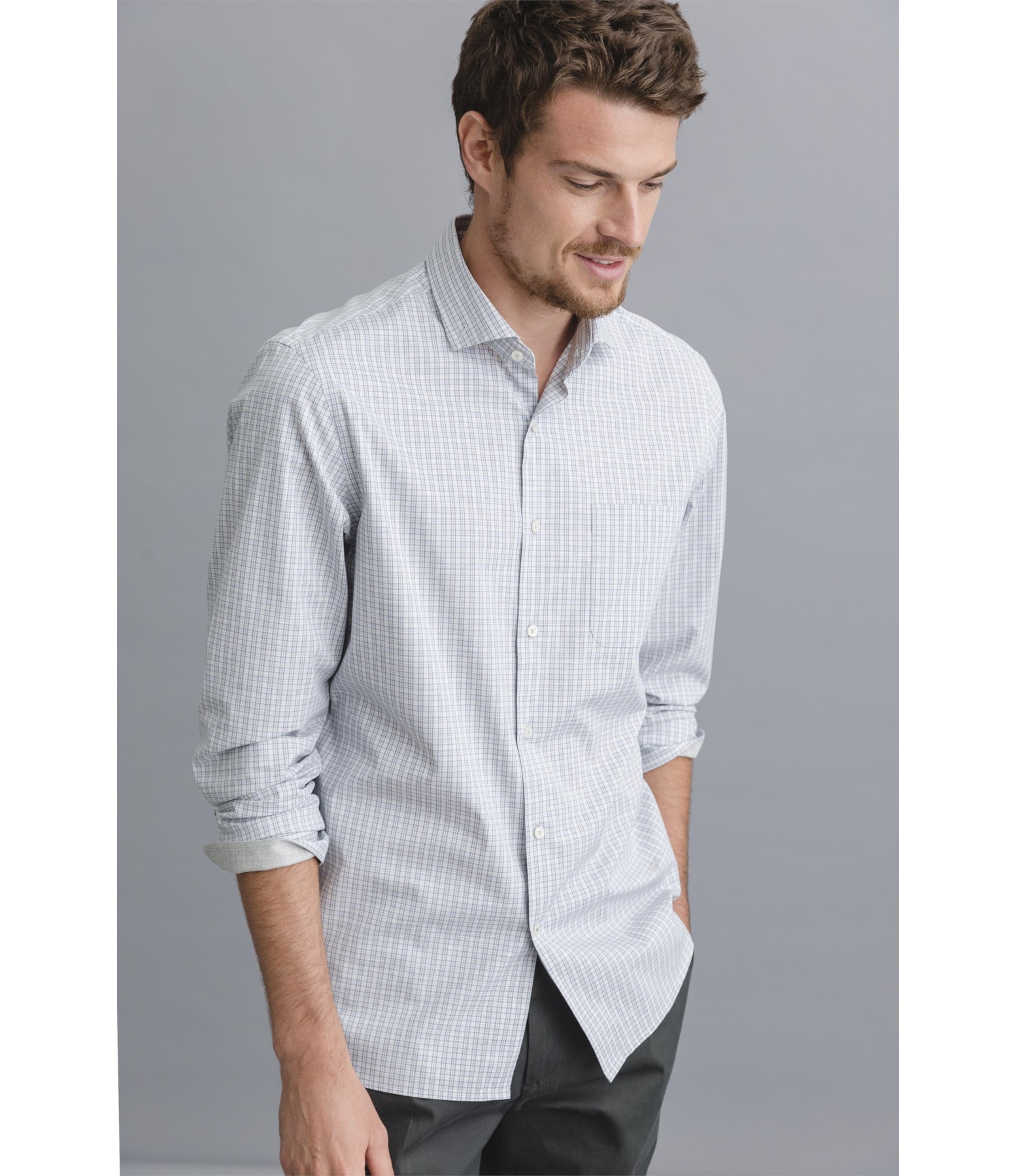 Camisa Traveller Ny Xadrez Ml Cinza Mescla