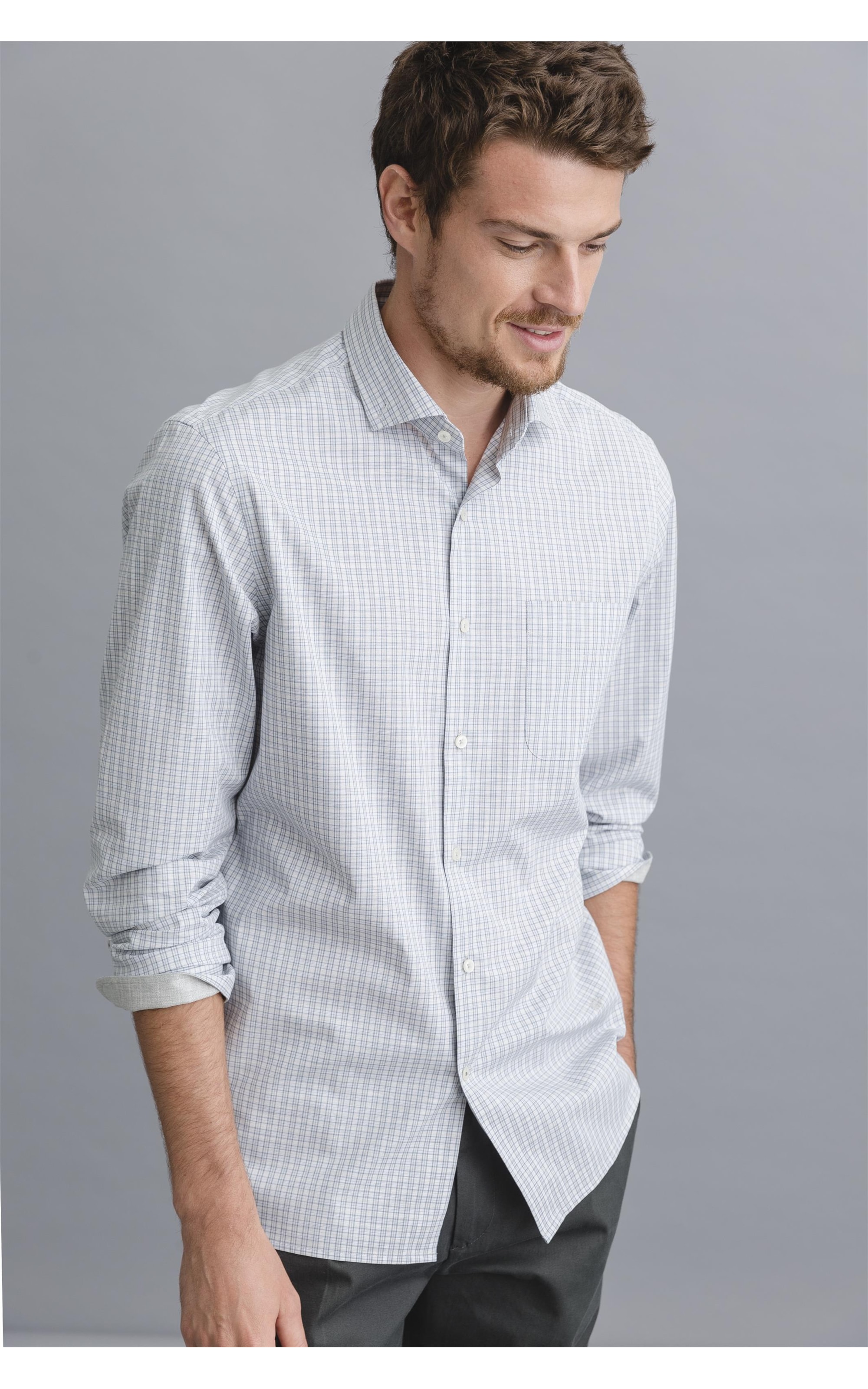 Camisa Traveller Ny Xadrez Ml Cinza Mescla