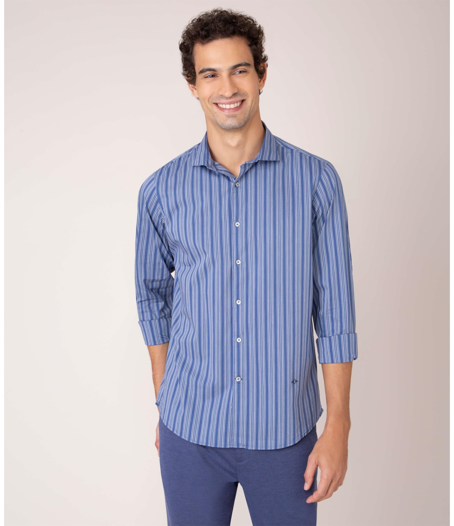 Camisa Traveller Tec Ml Azul Cinzentado