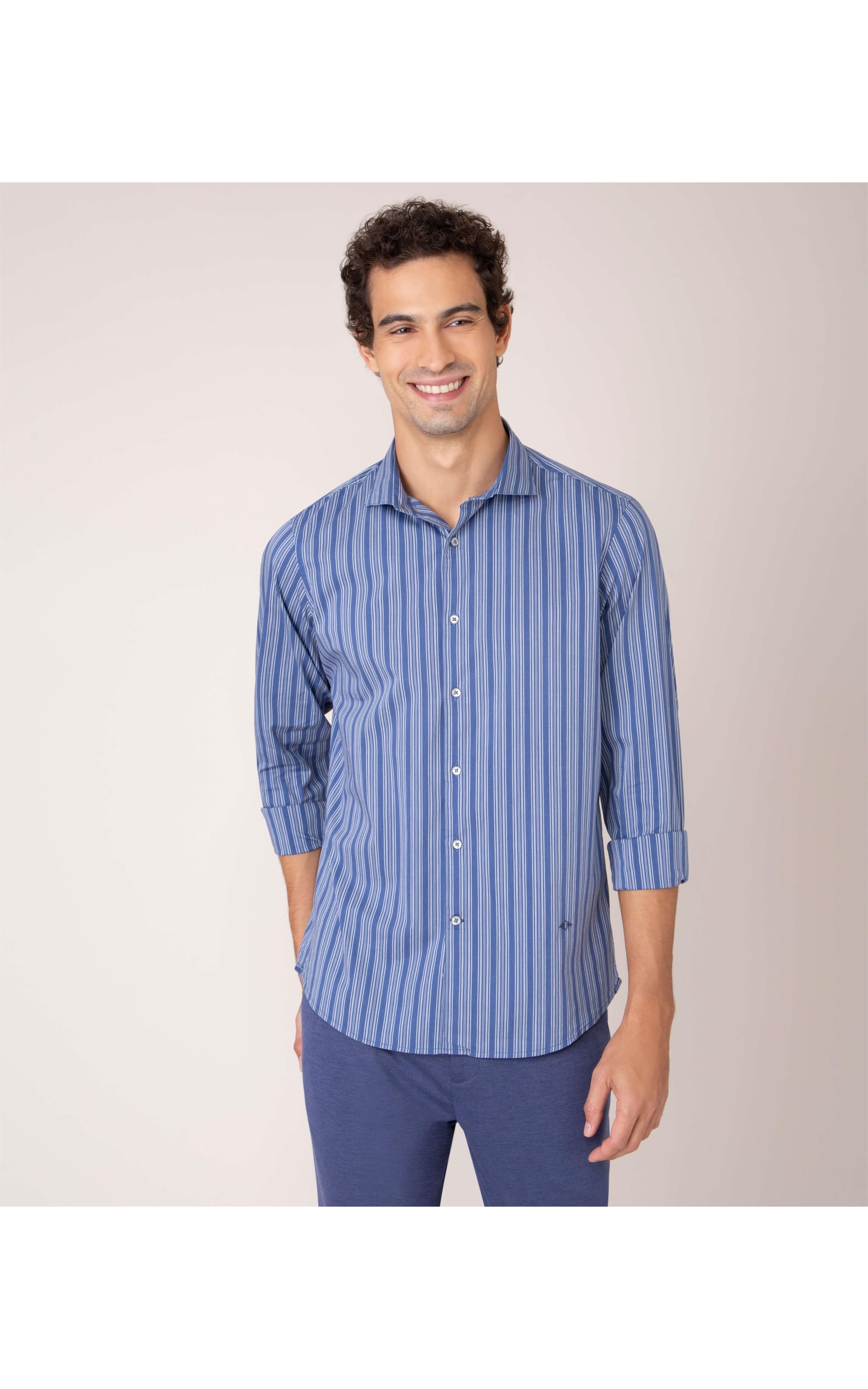Camisa Traveller Tec Ml Azul Cinzentado