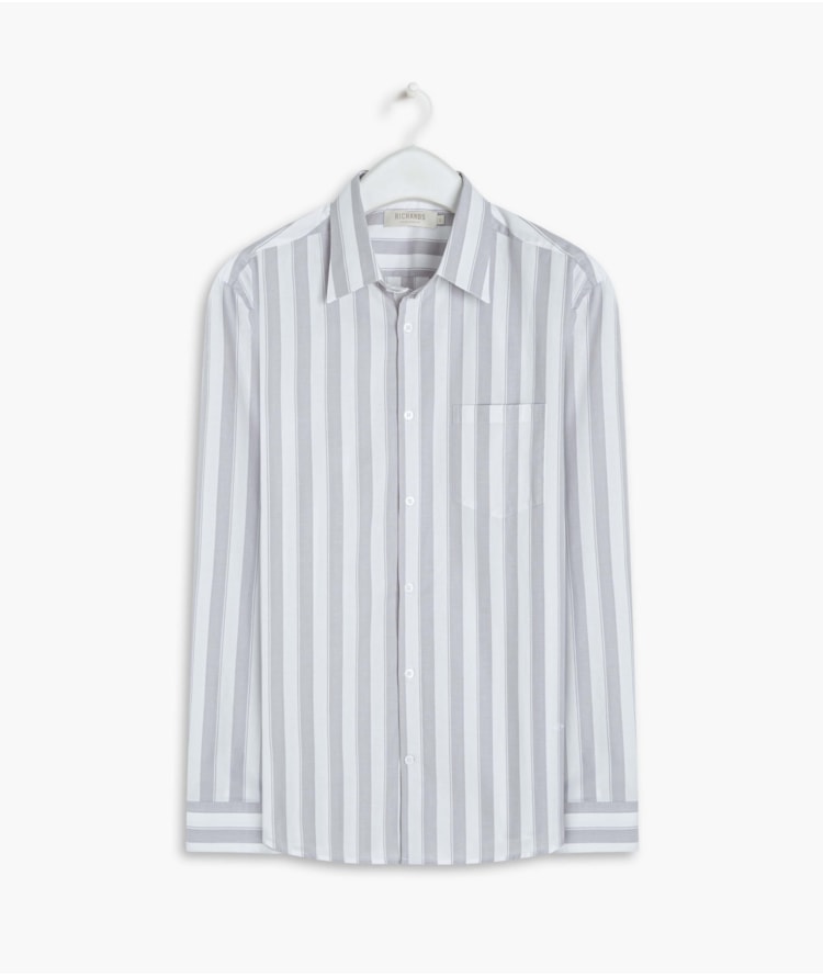 Camisa Tricoline Dillon Ml Cinza Claro