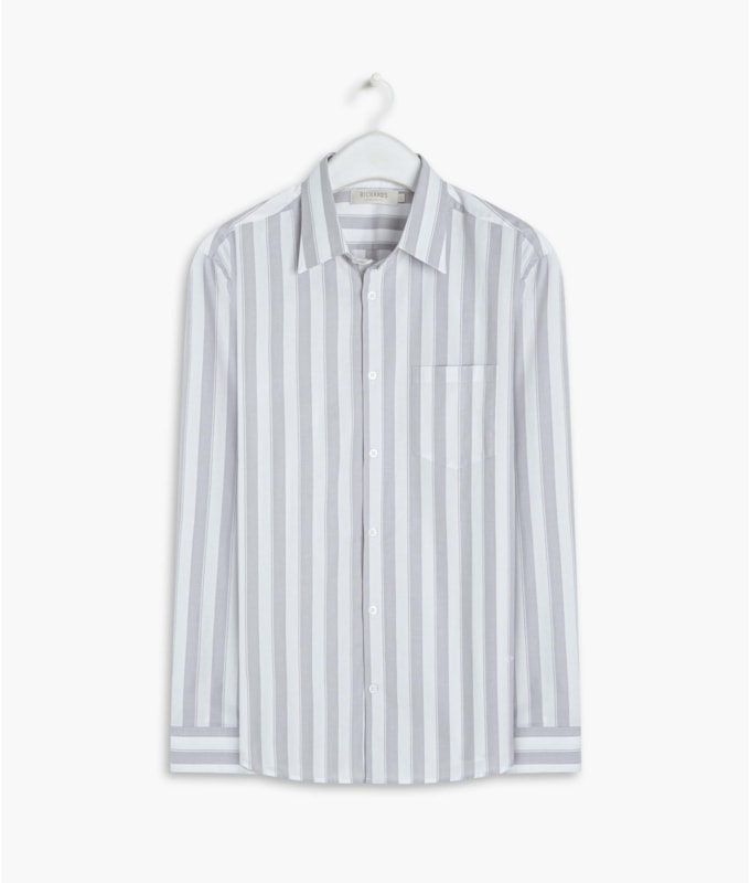 Camisa Tricoline Dillon Ml Cinza Claro