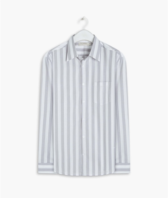 Camisa Tricoline Dillon Ml Cinza Claro