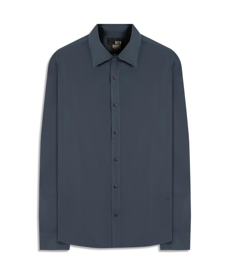 Camisa Tricoline Garment Dye Ml Dark Navy