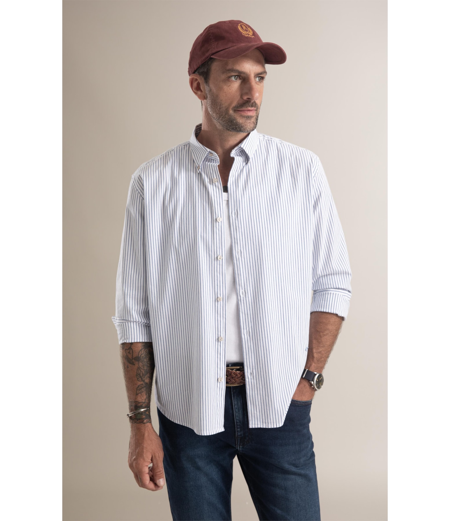 Camisa Tricoline Houston Azul Bic