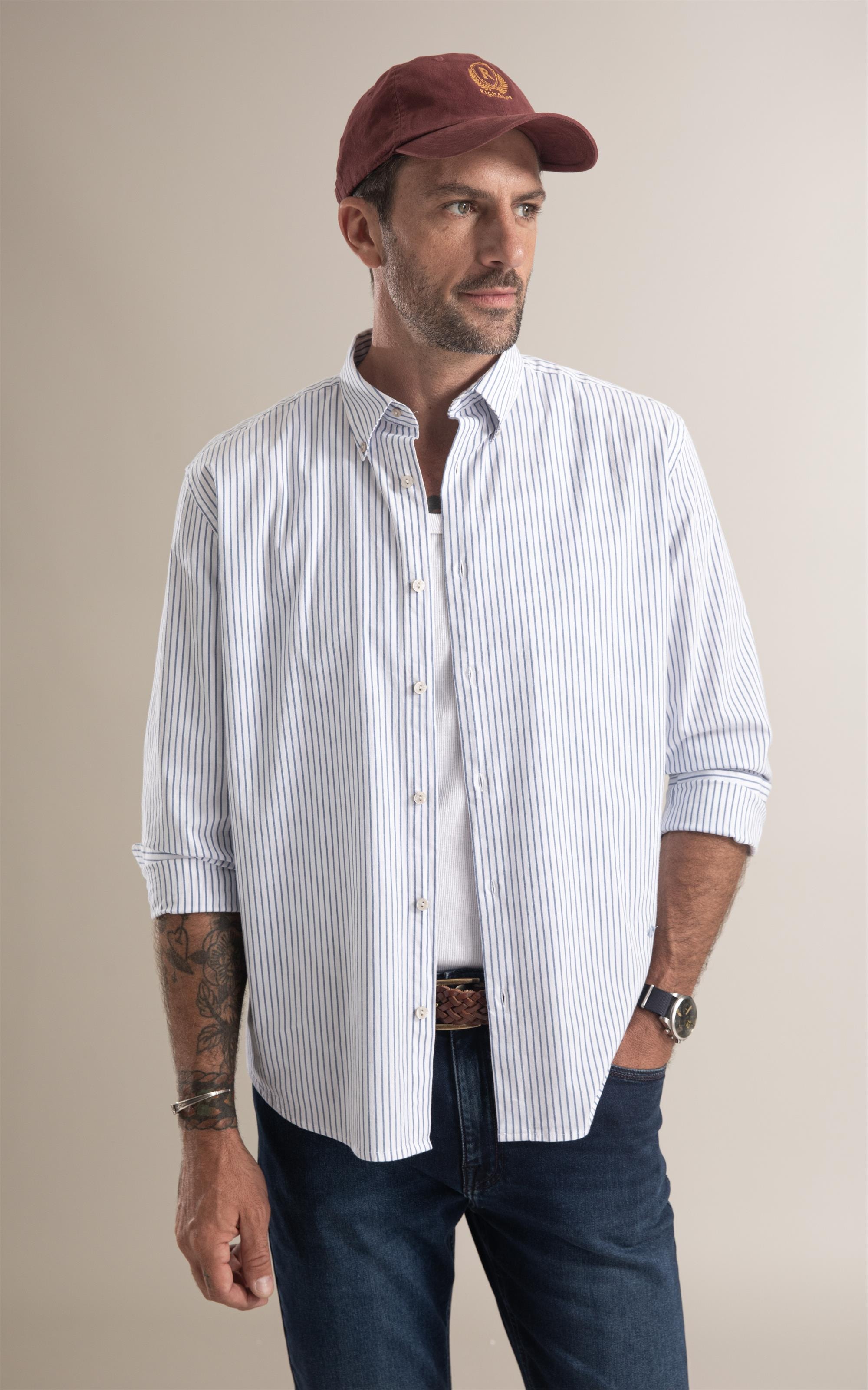 Camisa Tricoline Houston Azul Bic