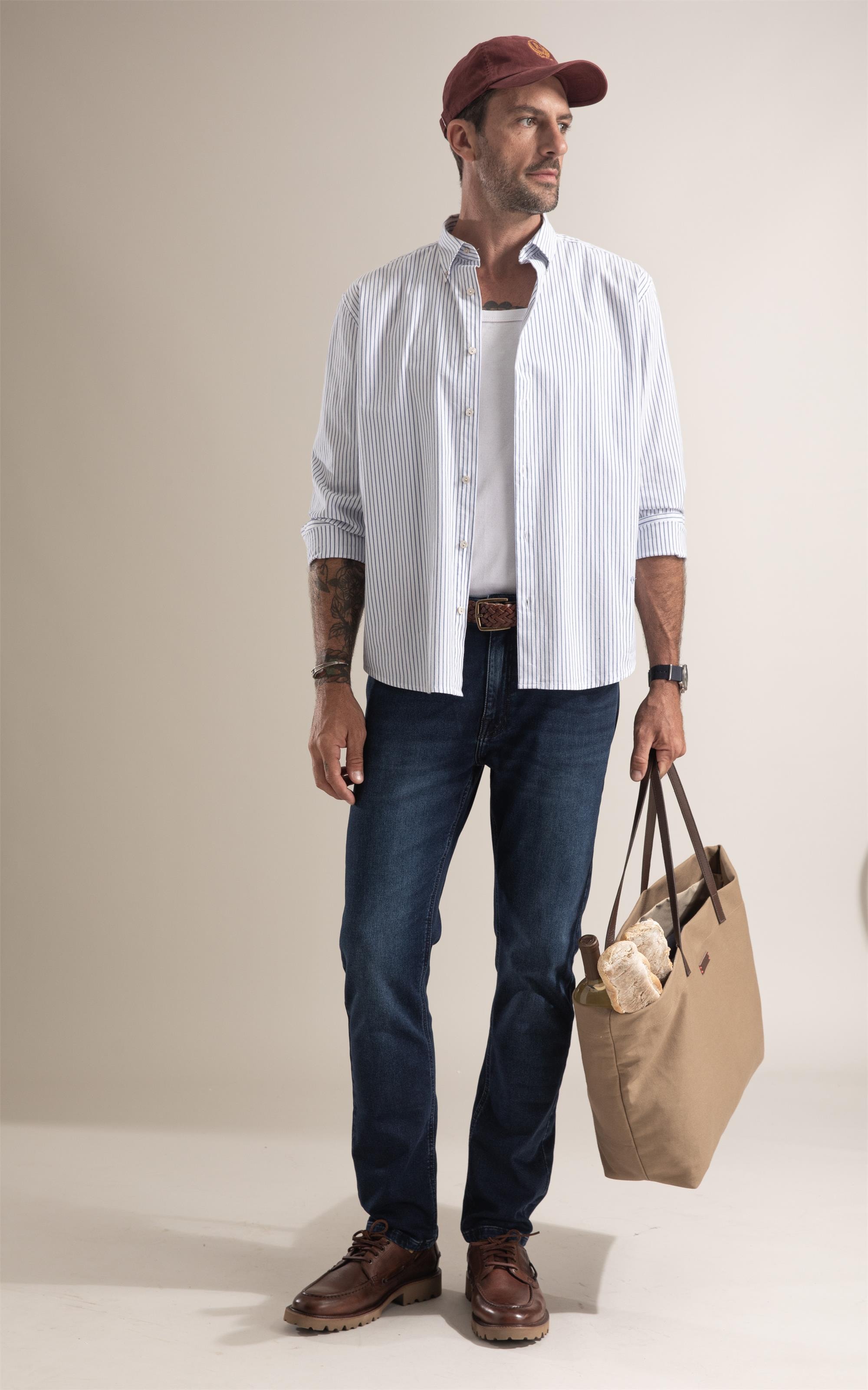 Camisa Tricoline Houston Azul Bic