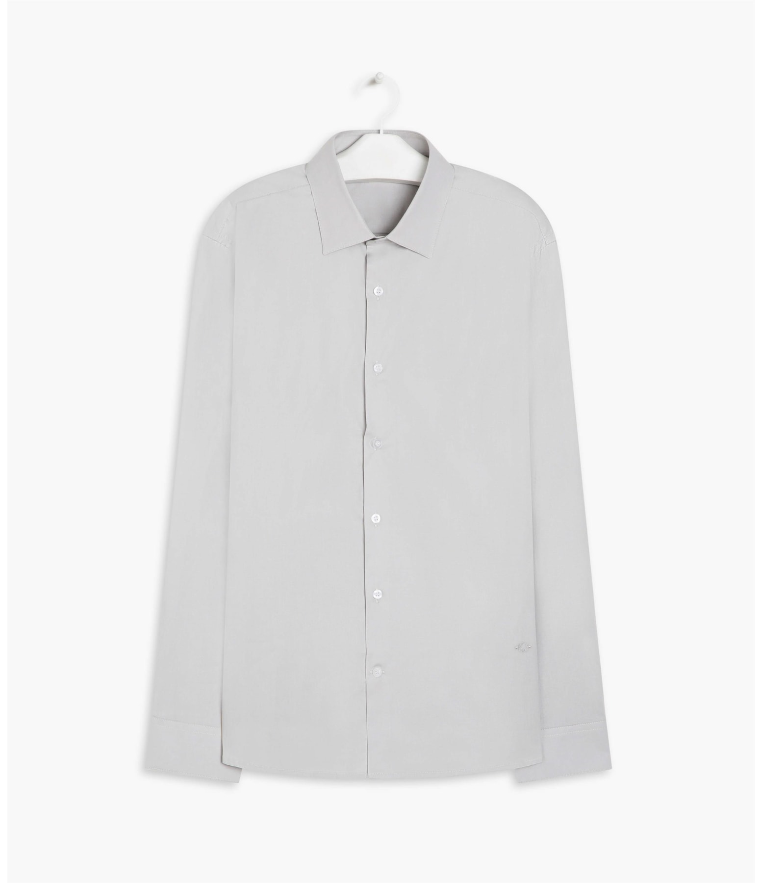 Camisa Tricoline Lisa Ml Cinza Claro